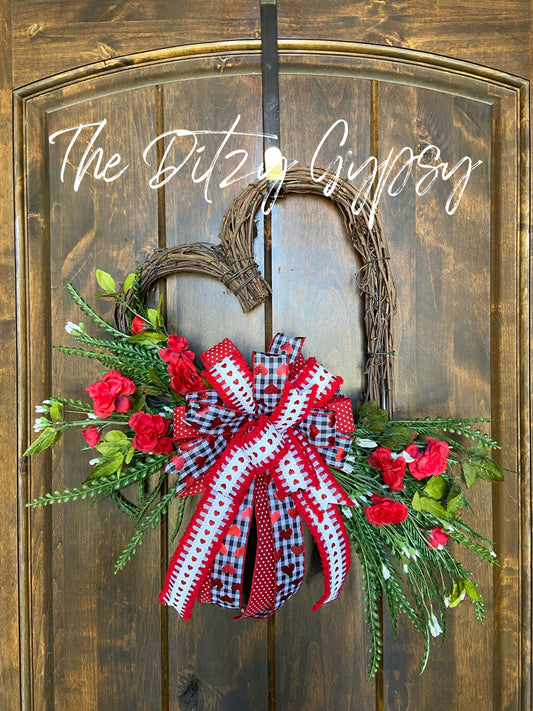 Free Flowing Floral Heart Grapevine Wreath