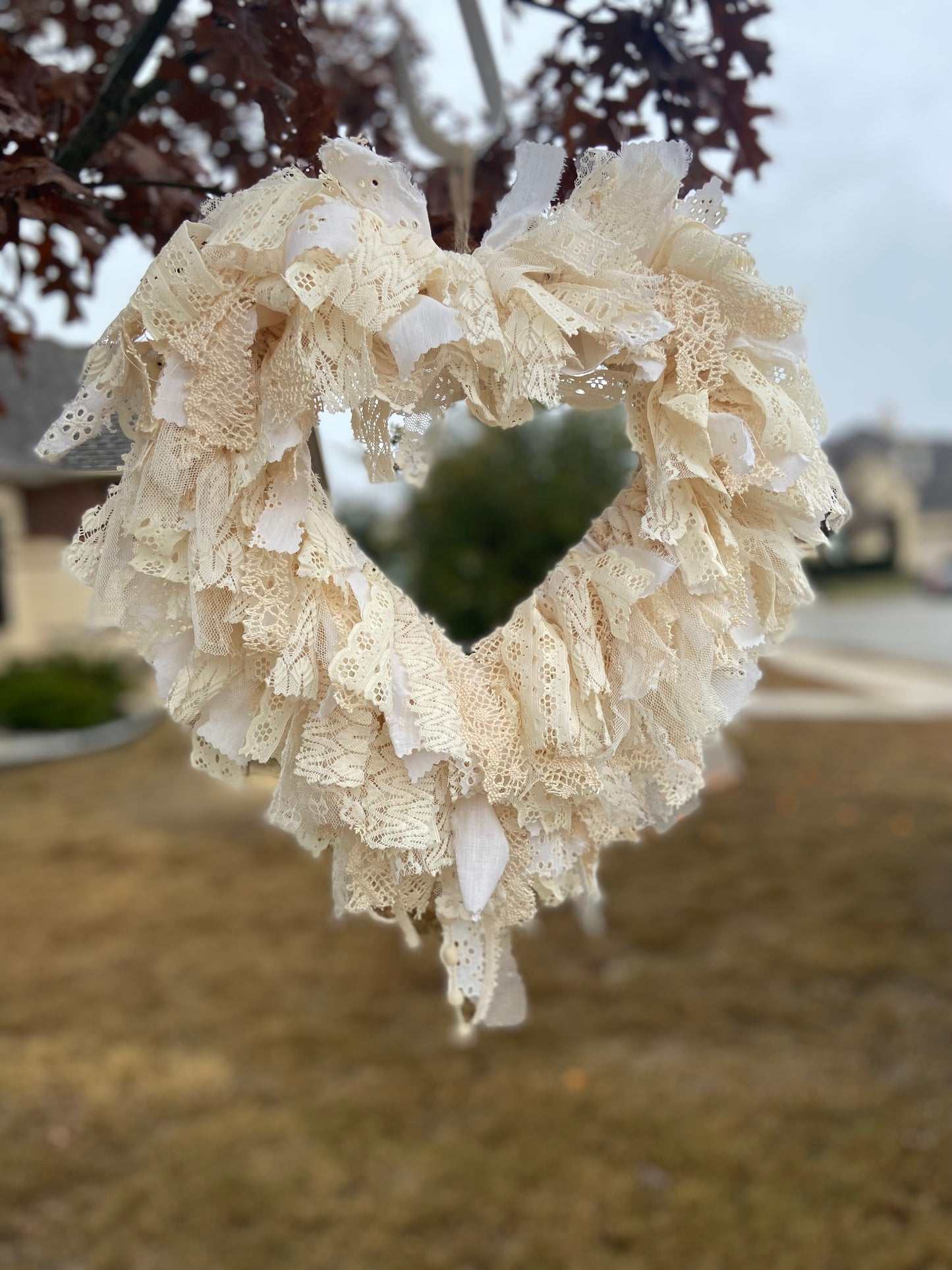 Heart Lace Rag Wreath
