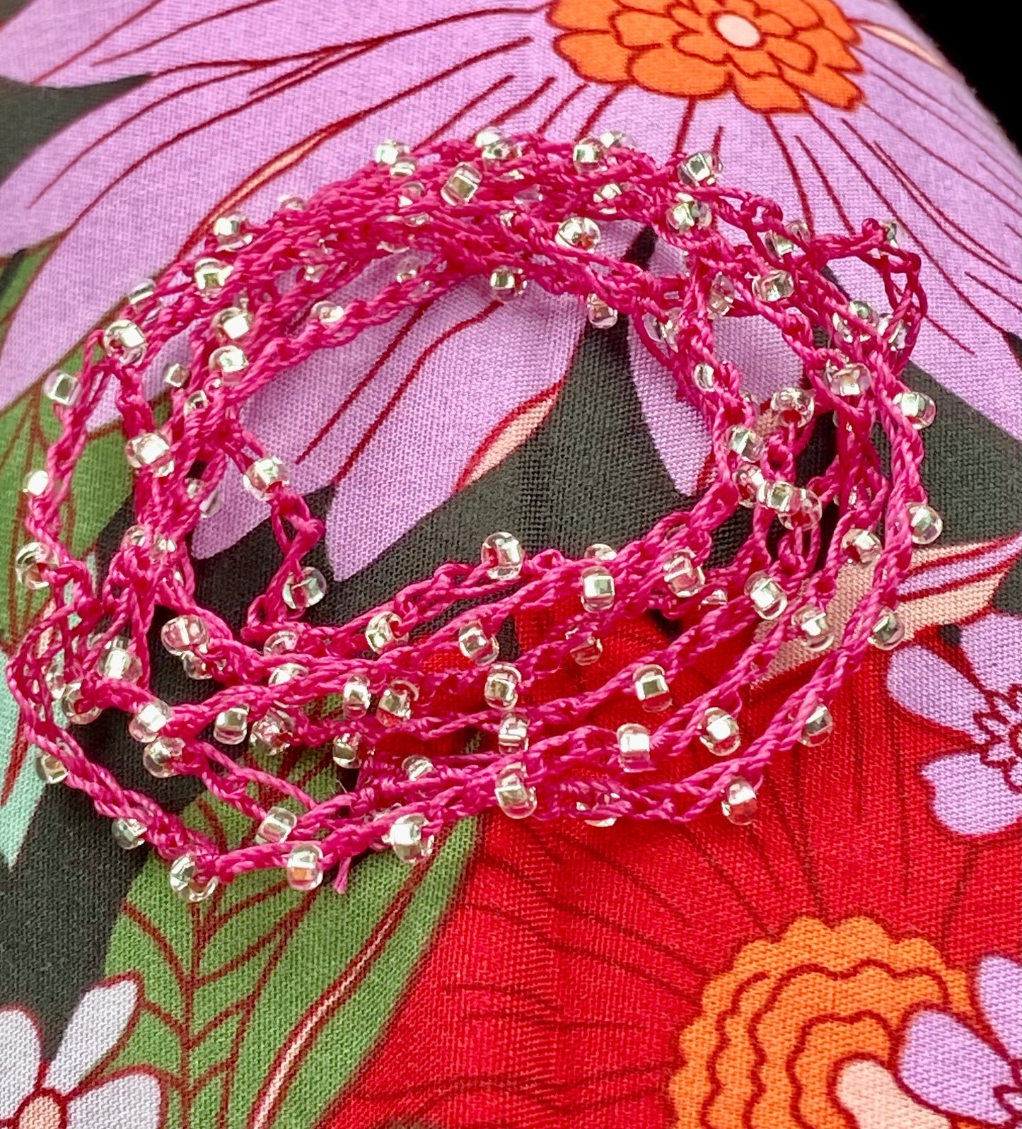 Fabulous Fuchsia Crocheted Wrap Bracelet