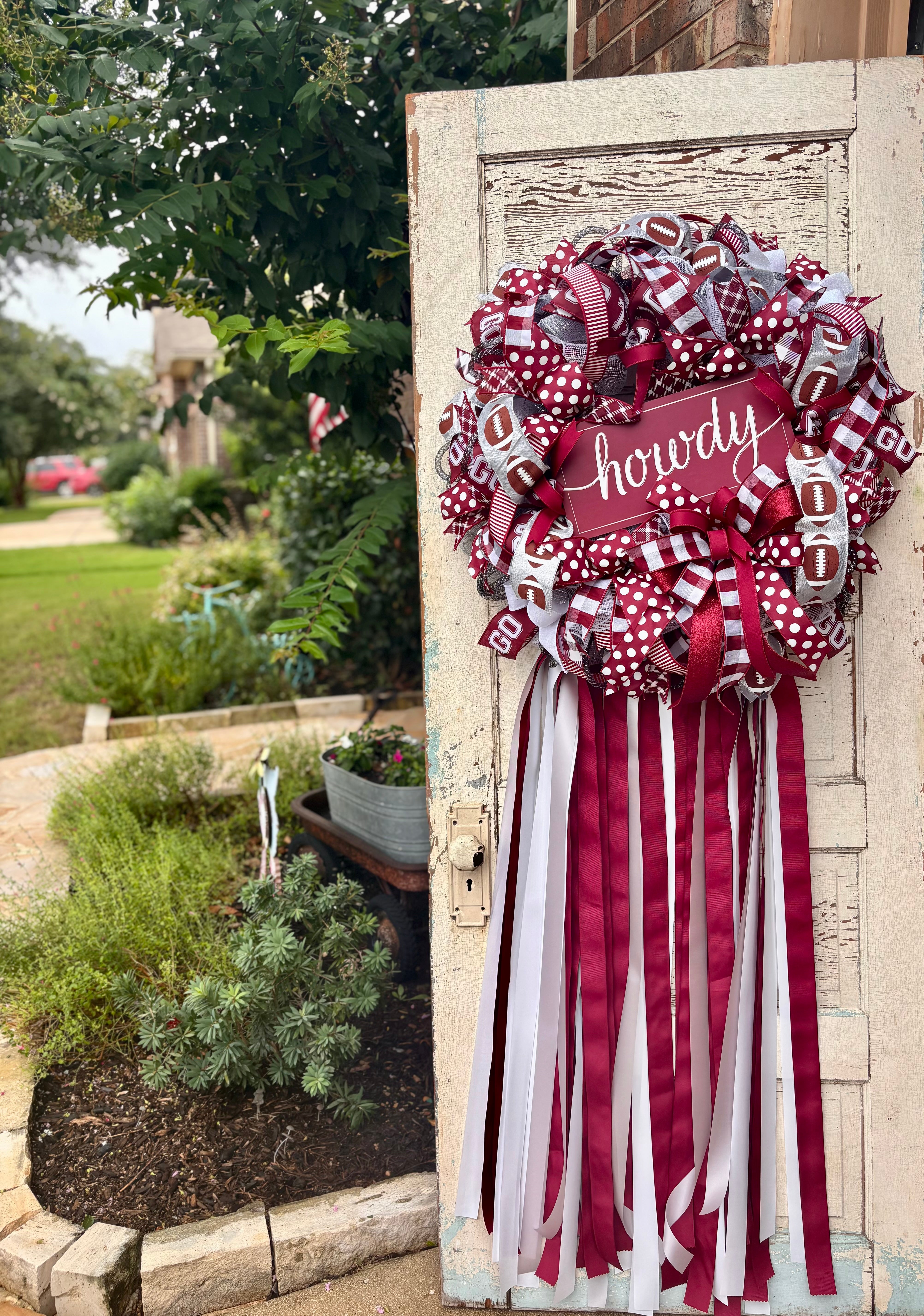 Made to Order Maroon and White Full and Fabulous Wreath