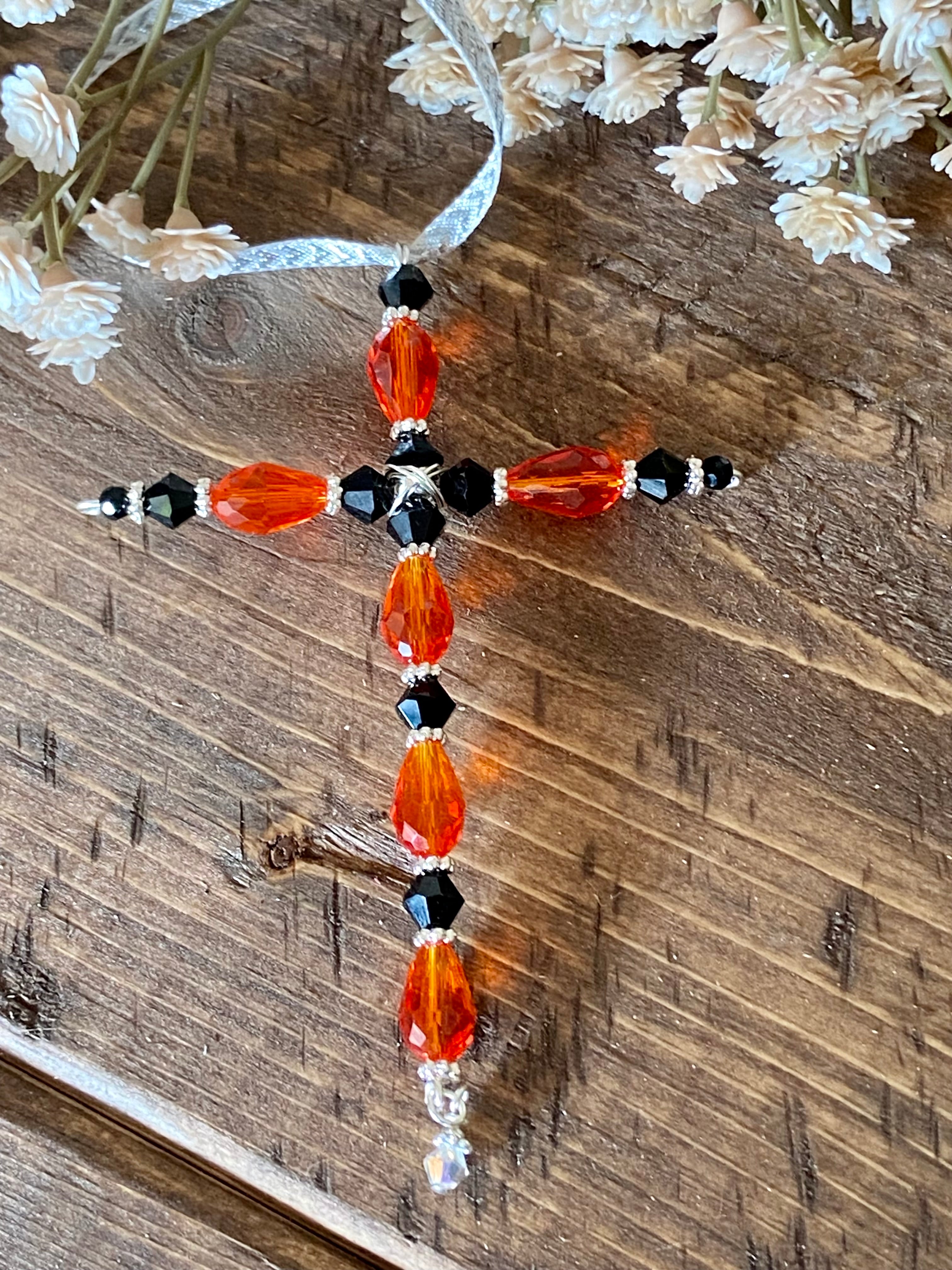 Glass Beaded Crosses on Delicate Wire