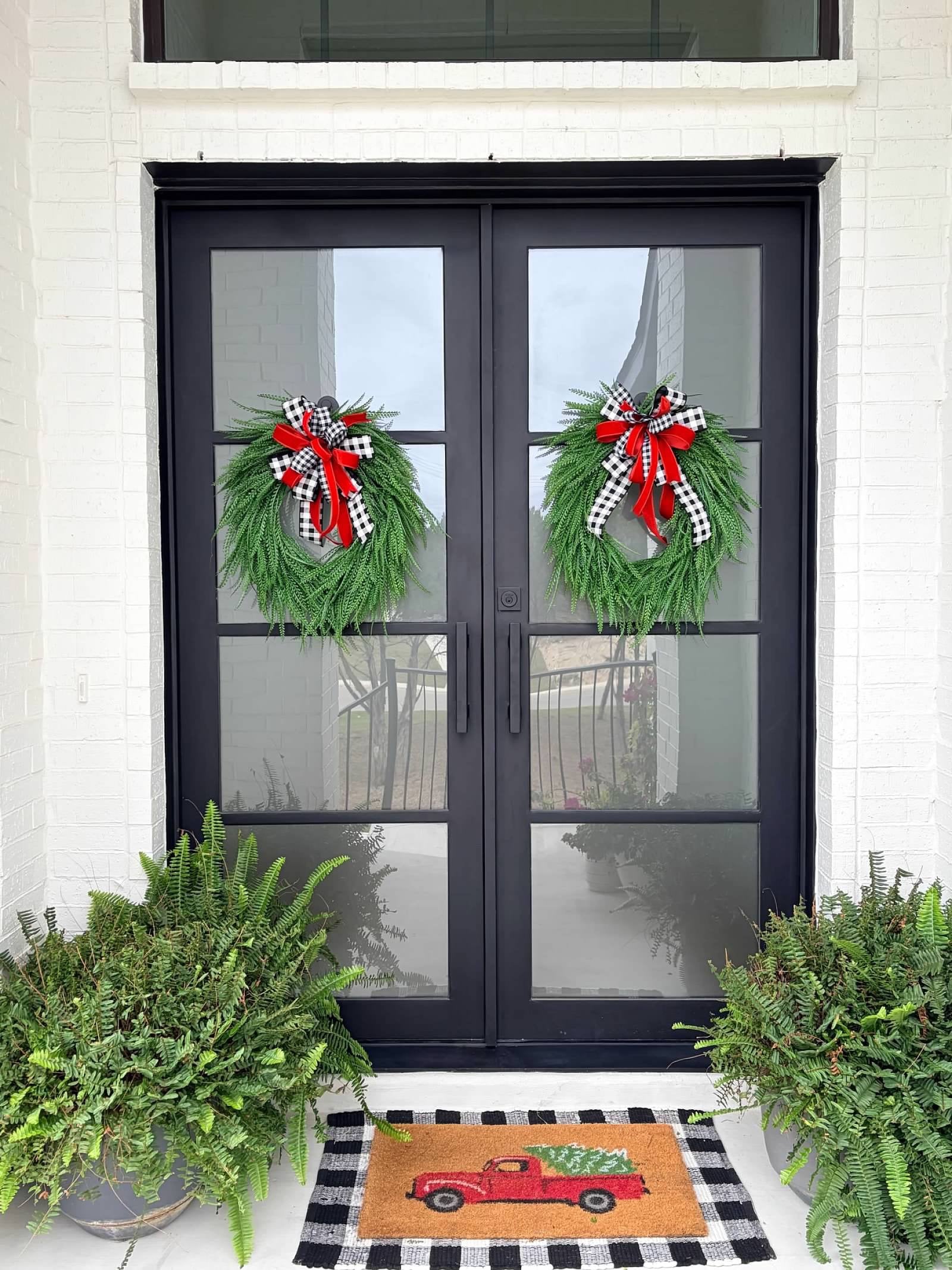 Made to Order Beaded Fern Wreath with Removable Bow