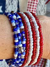Load image into Gallery viewer, Red, White and Blue Memory Wire Bracelet
