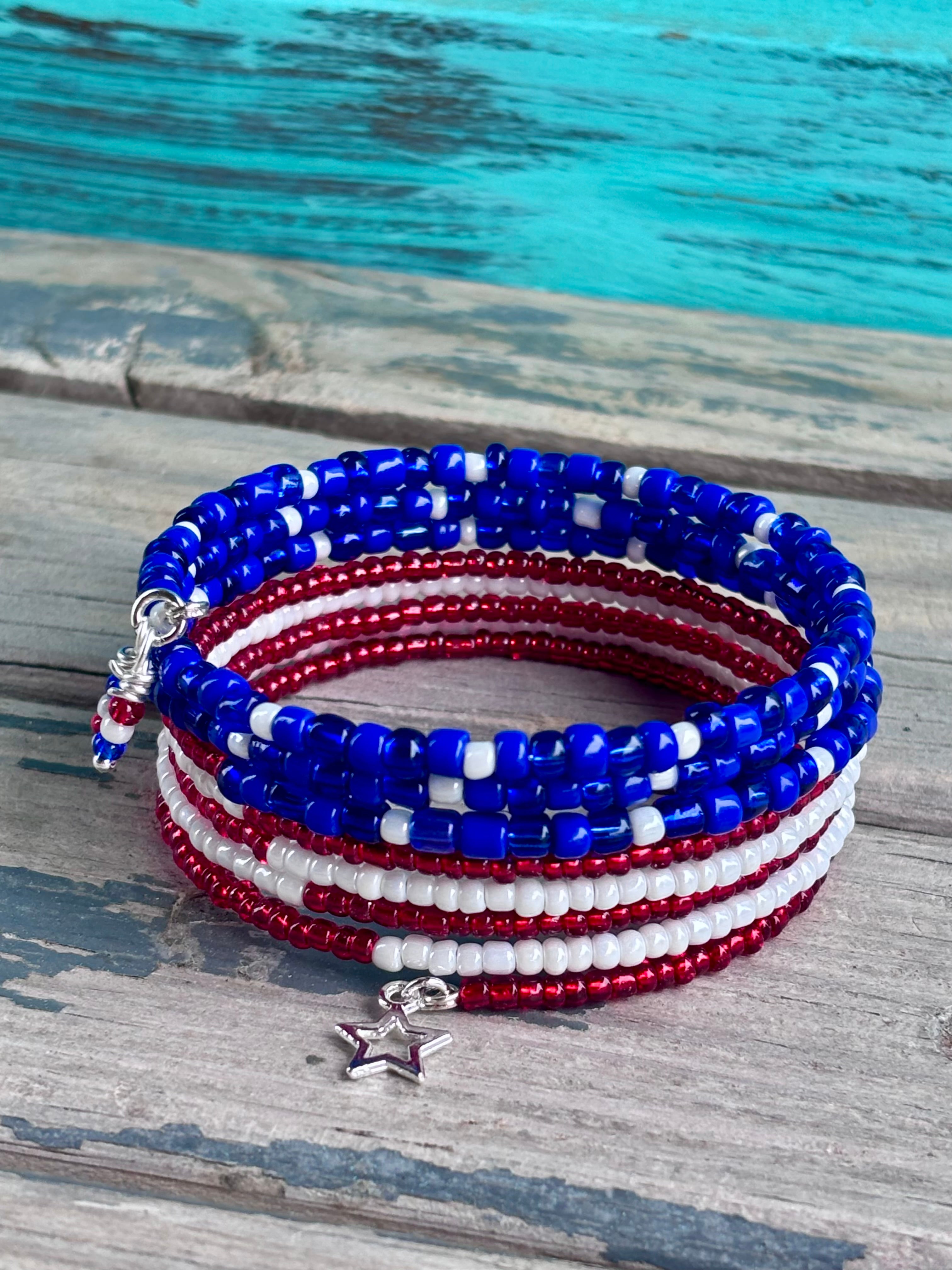 Made to Order Patriotic Memory Wire Bracelet