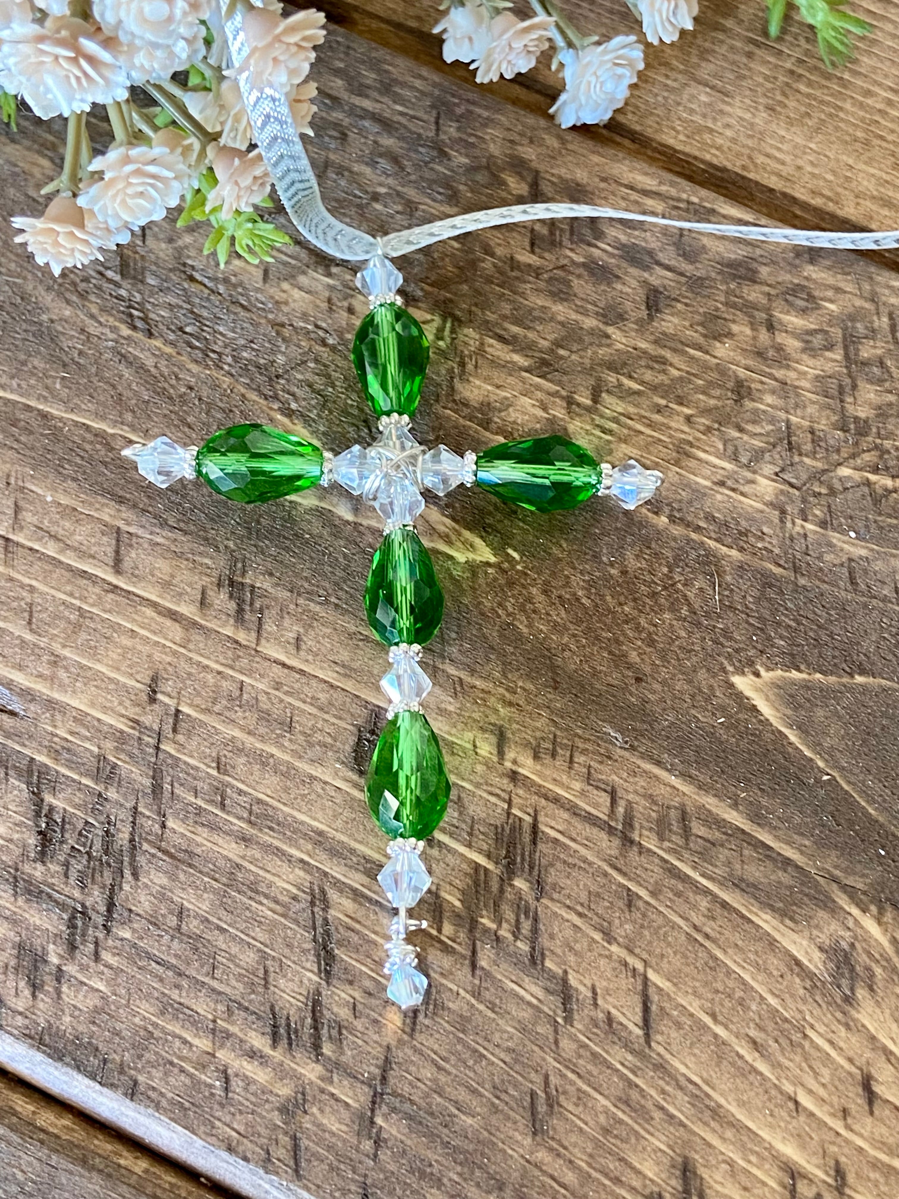 Glass Beaded Crosses on Delicate Wire