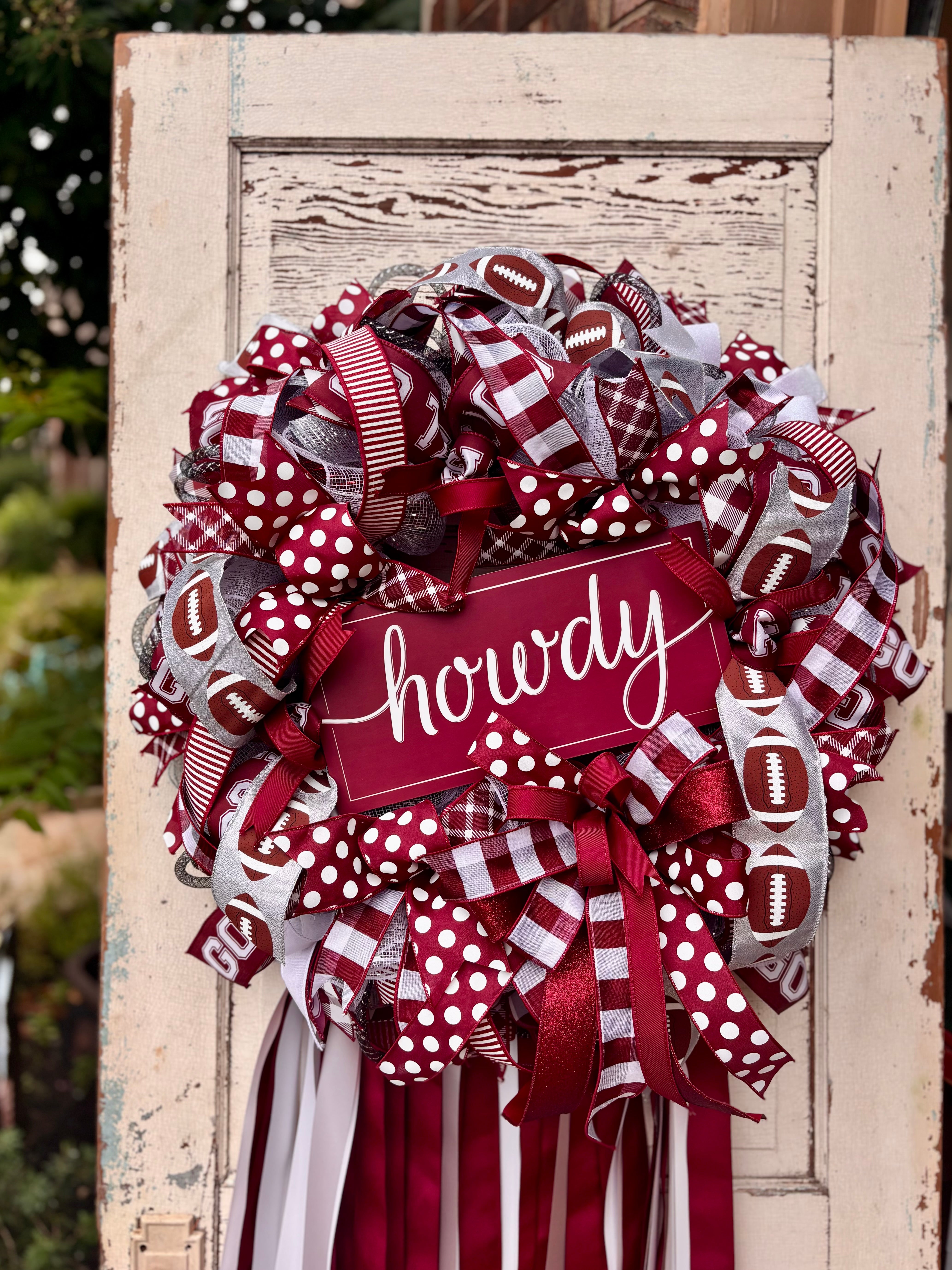 Made to Order Maroon and White Full and Fabulous Wreath