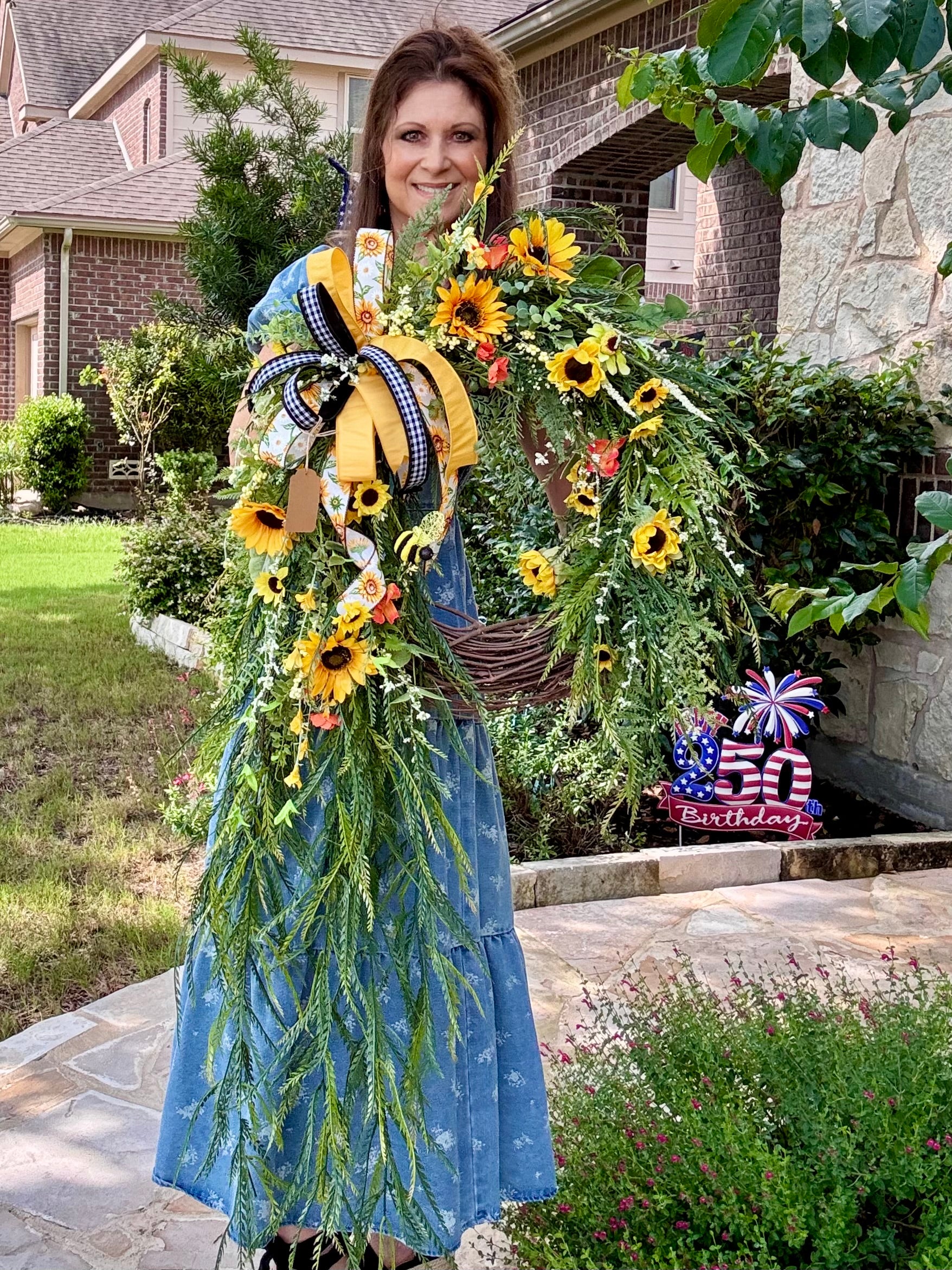 Cascading Sunflower Wreath