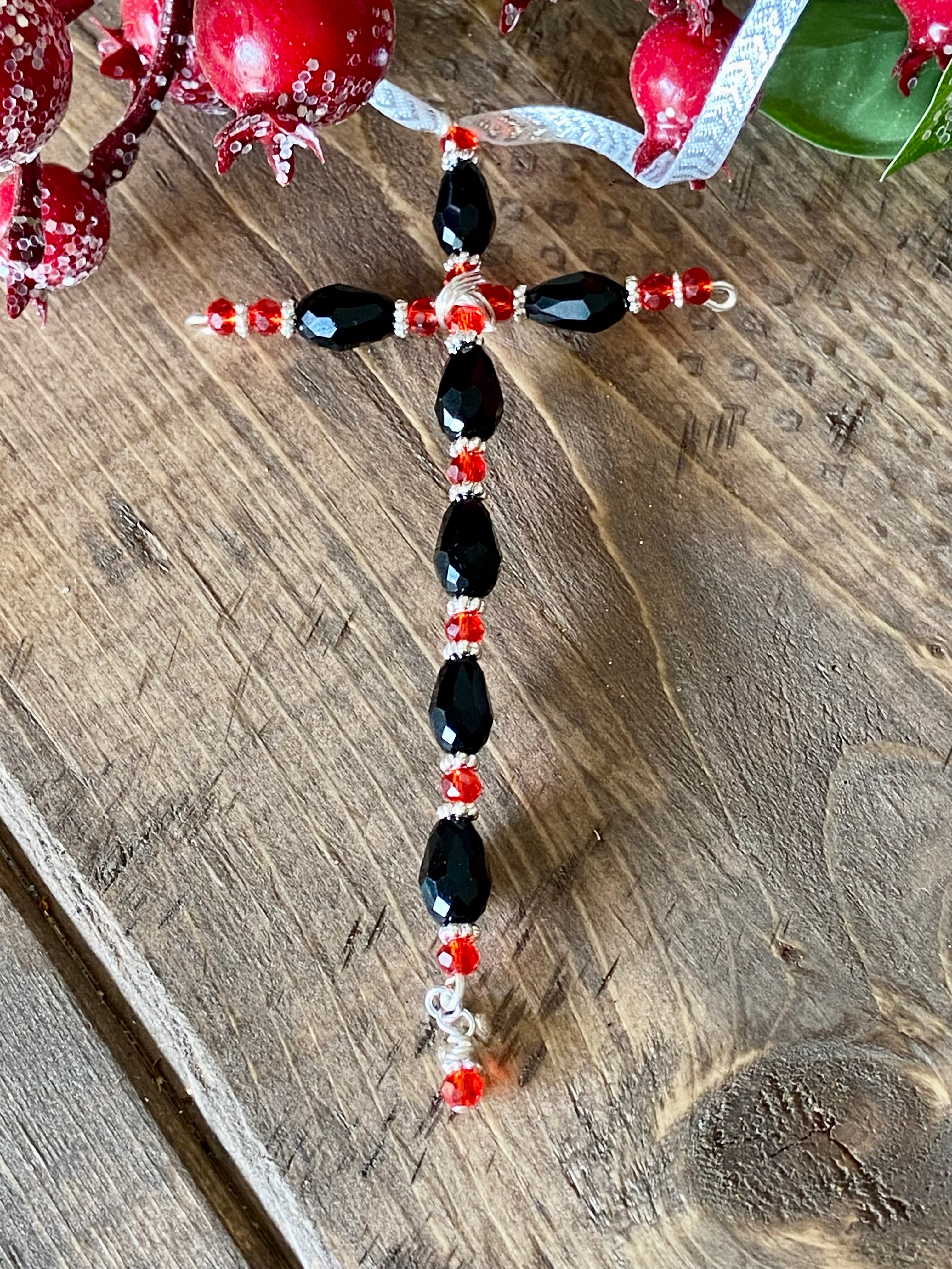 Glass Beaded Crosses on Delicate Wire