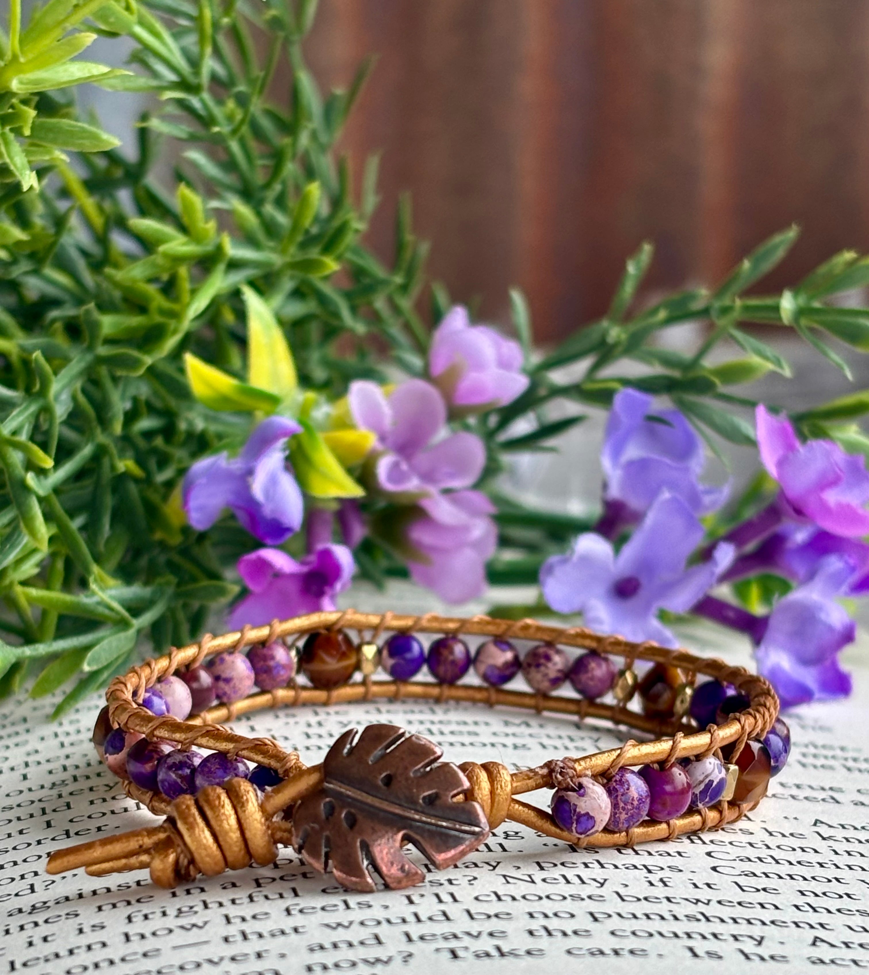 Purple Jasper Hand-Stitched Bracelet