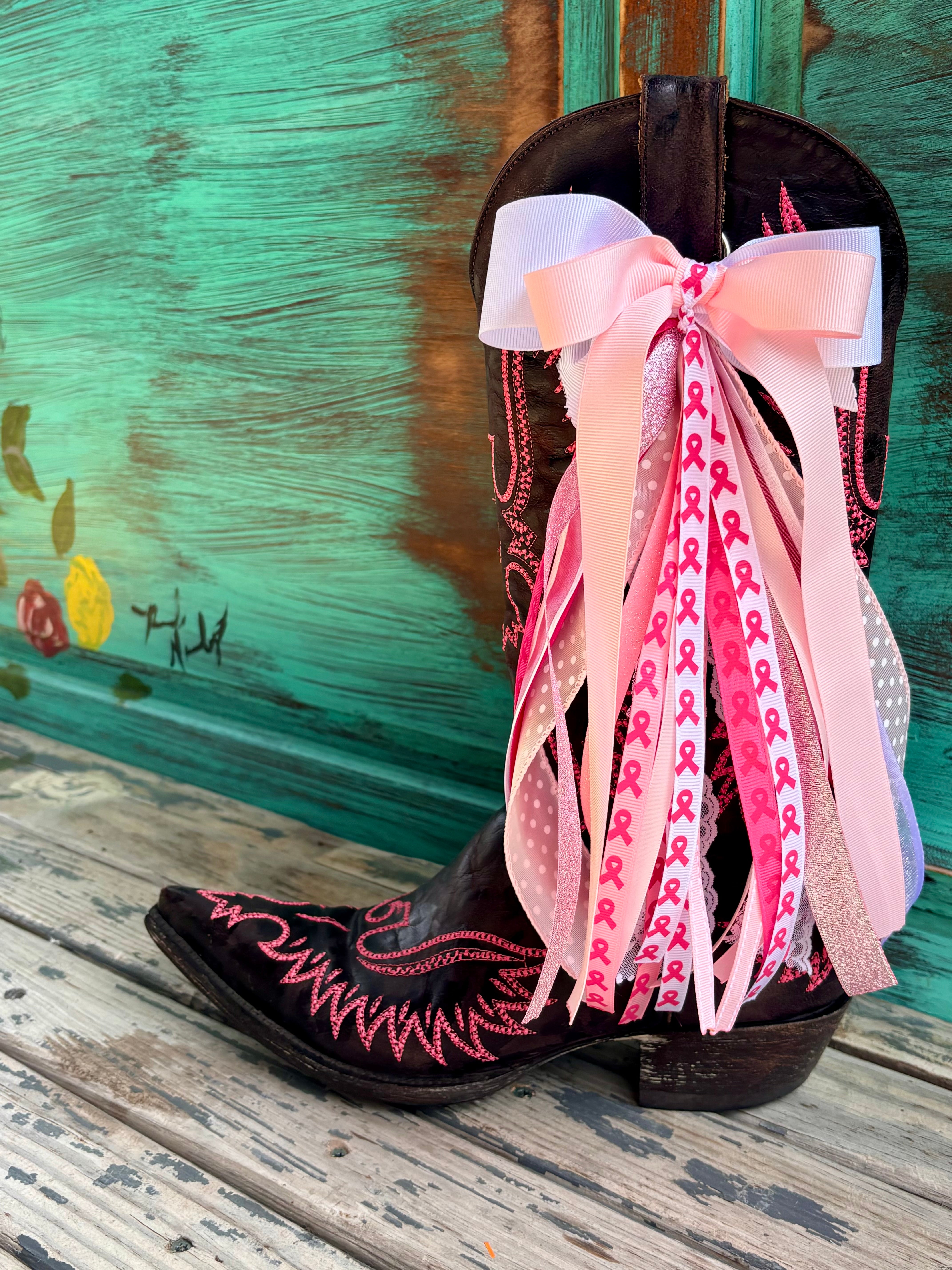 Pink Ribbon Boot Bows