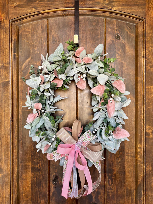 Made to Order Lovely Lambs Ear and Eucalyptus Wreath