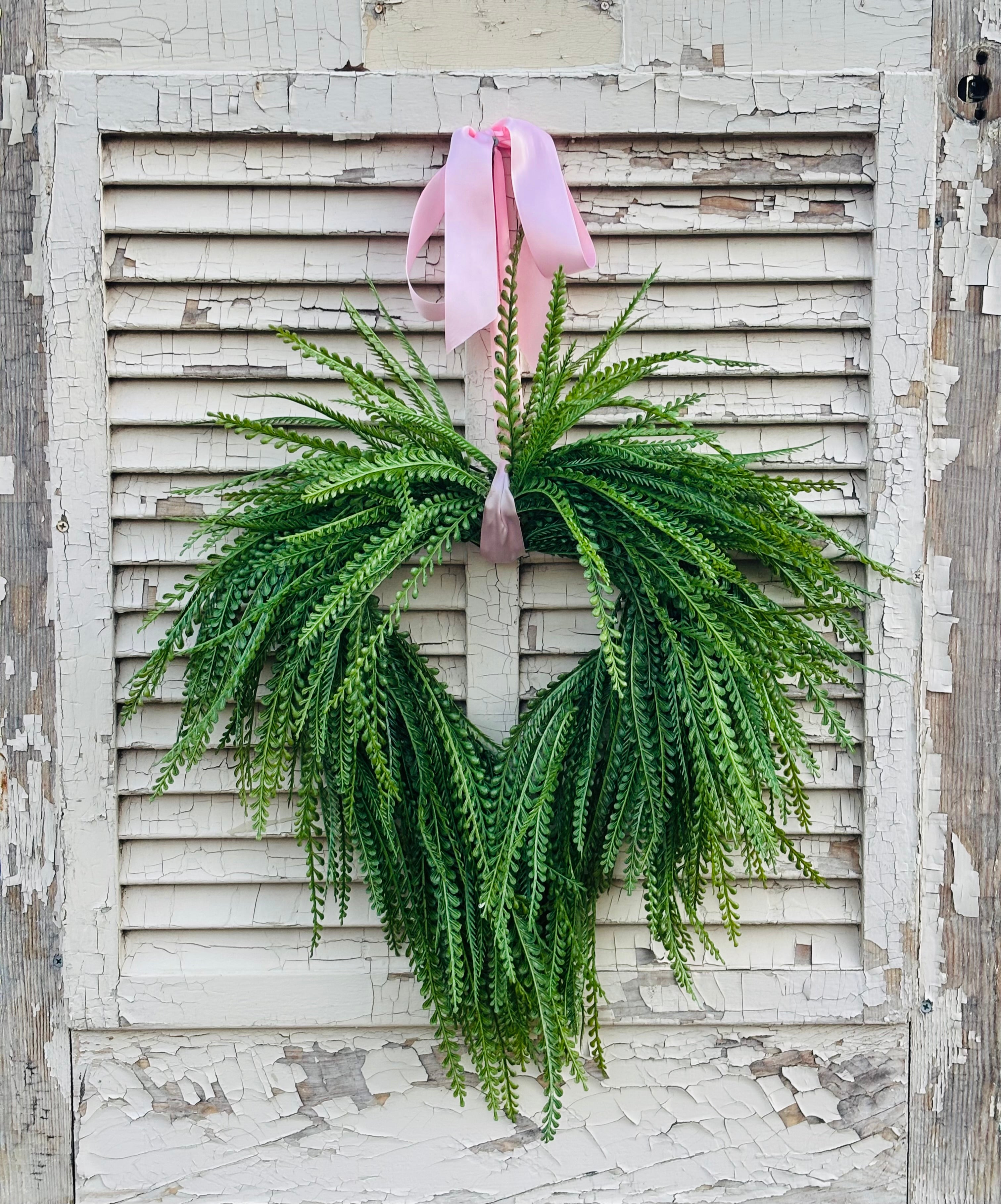 Enchanting Beaded Fern Heart Wreath