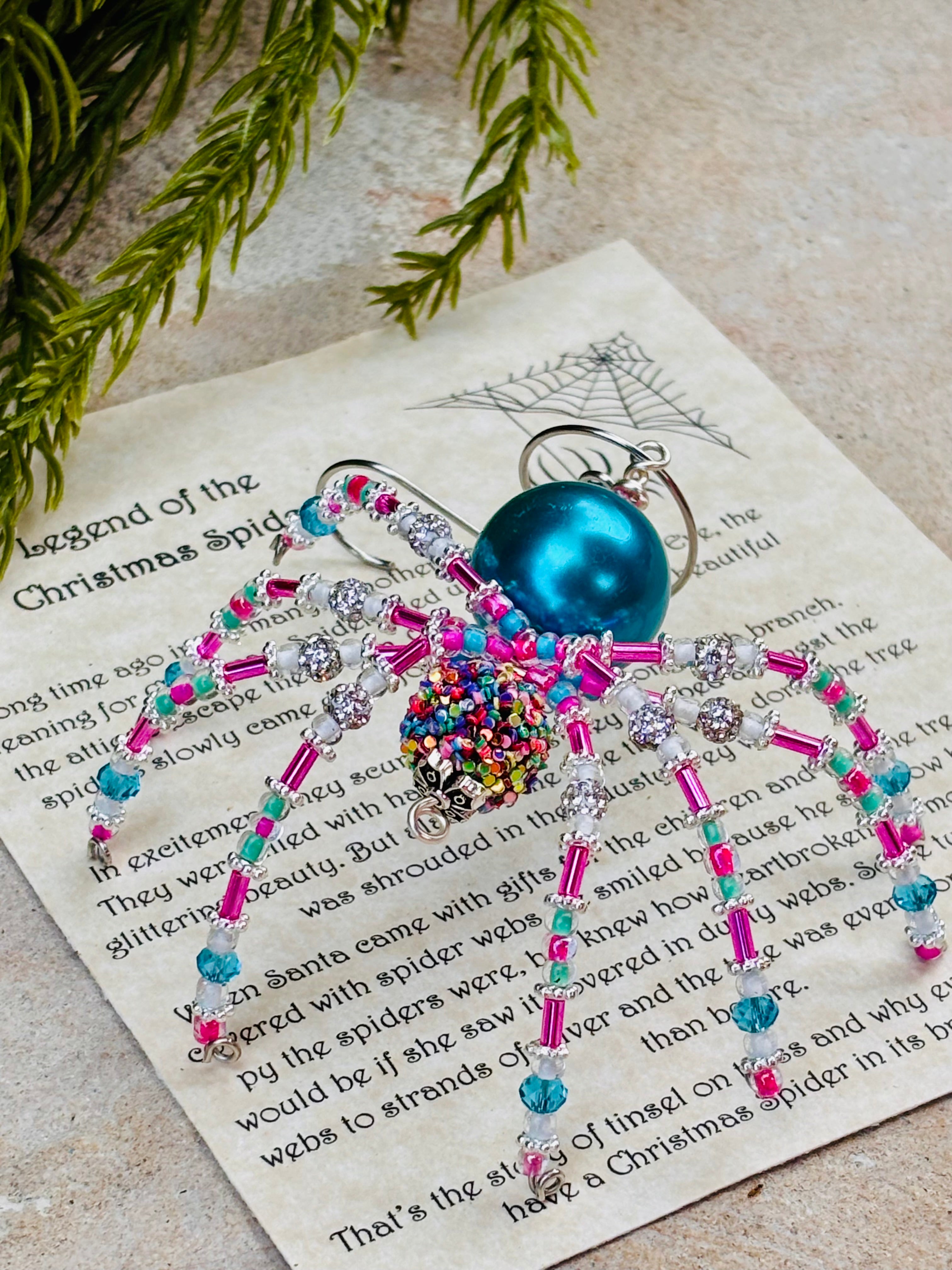 ALREADY MADE Beautifully Beaded Christmas Spider