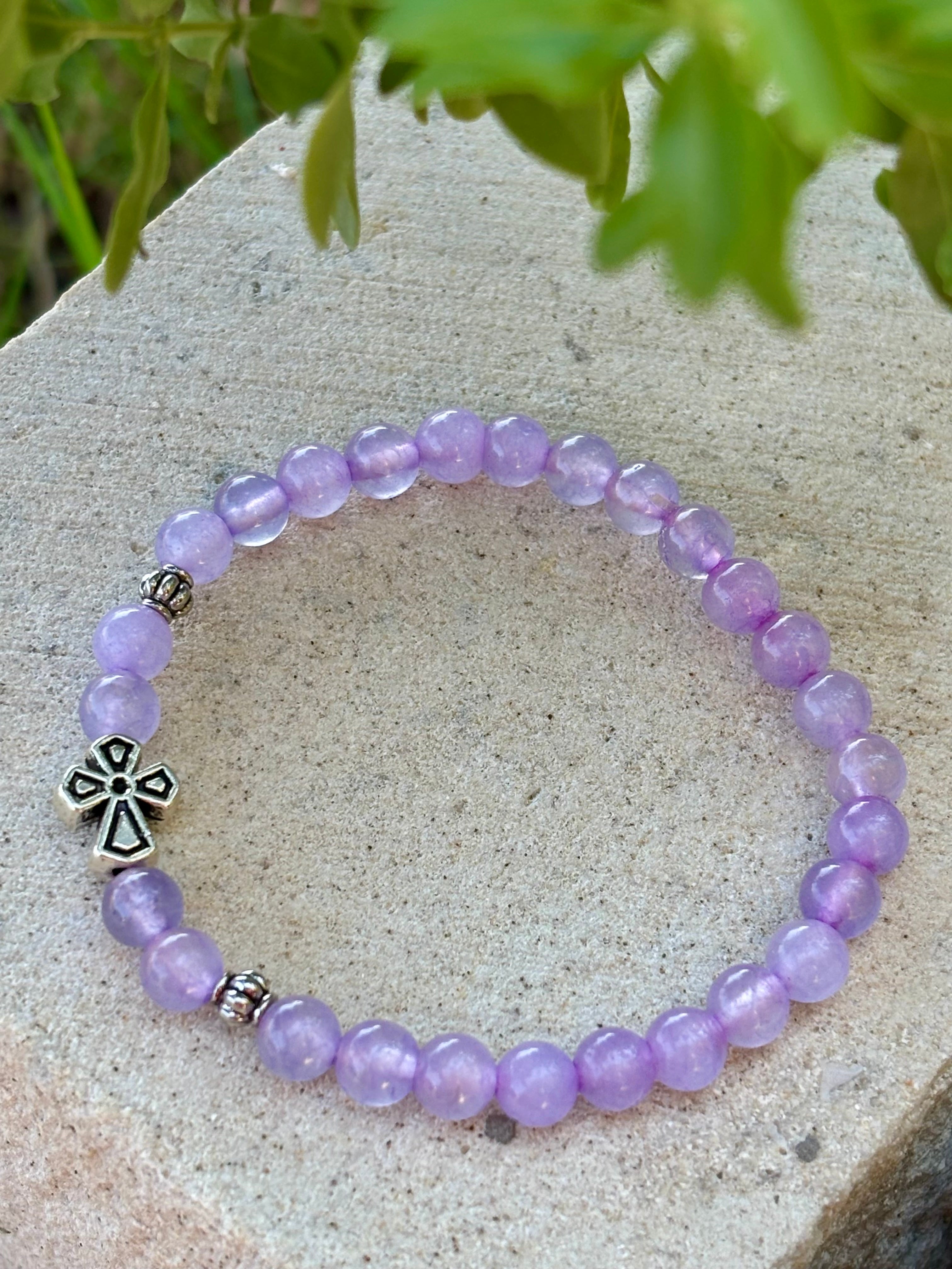 Lavender Teinte Cross Charm Bracelet