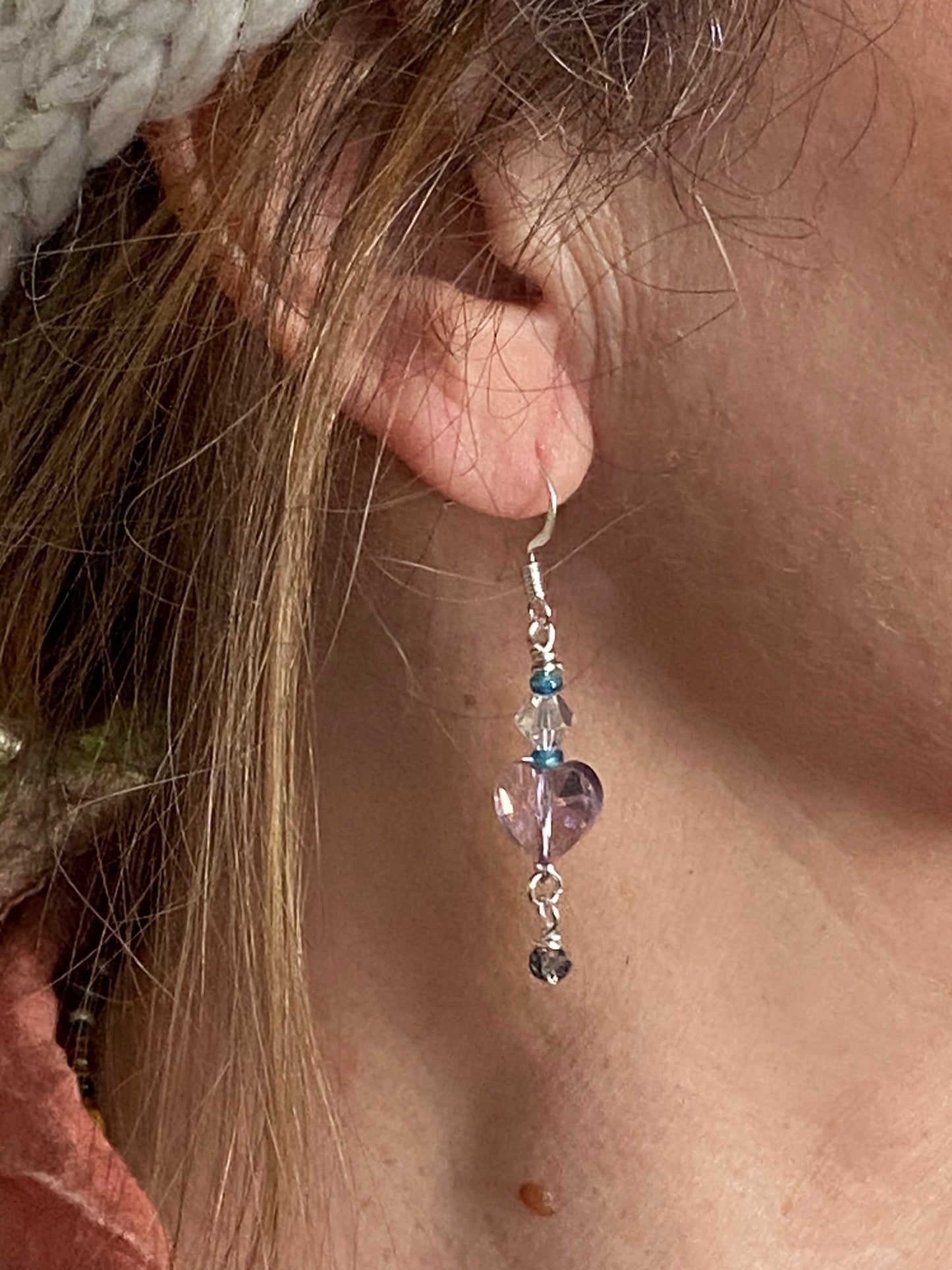Lovely Lavender Heart Earrings