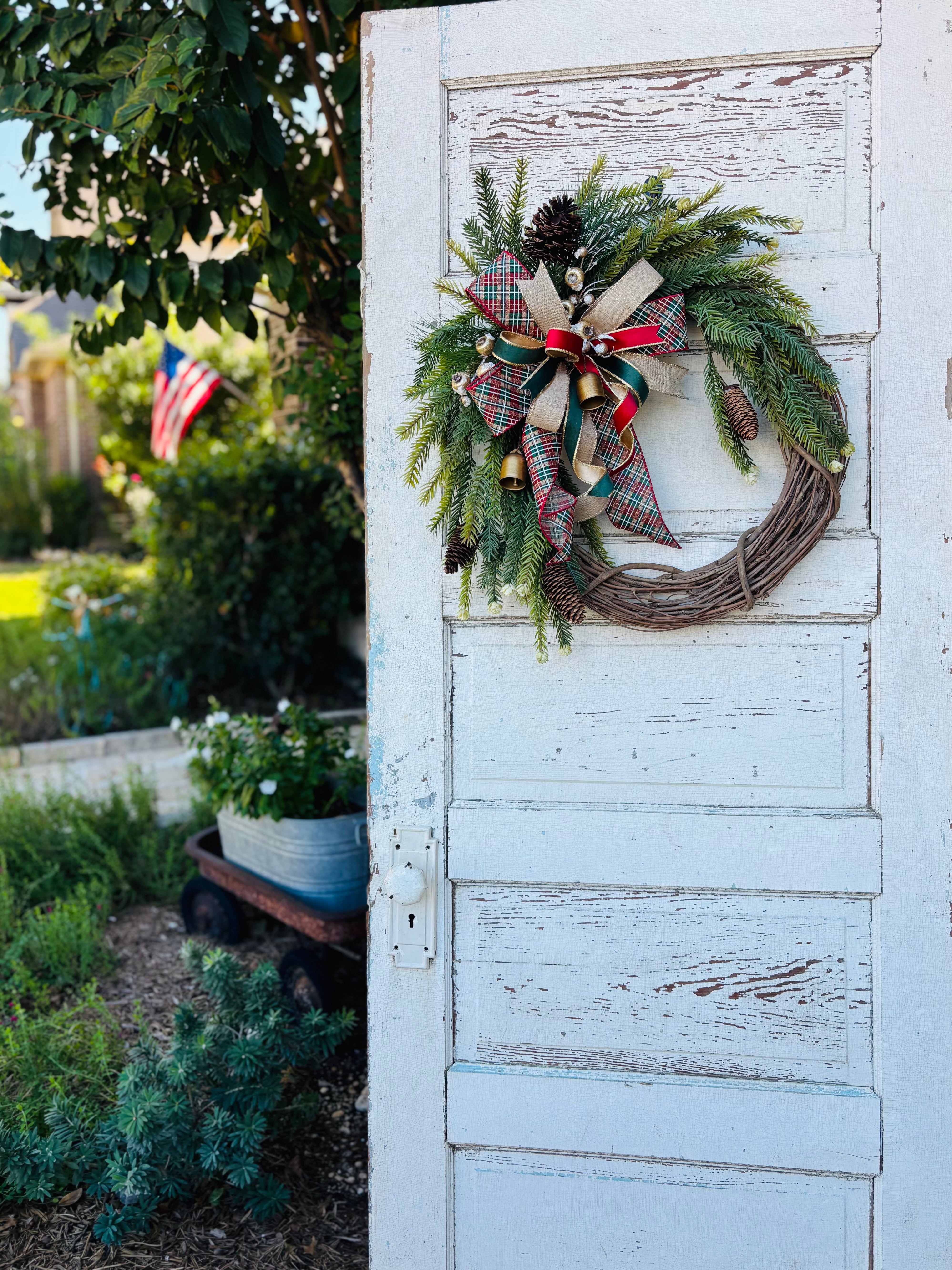 Pretty Plaid and Pine Wreath