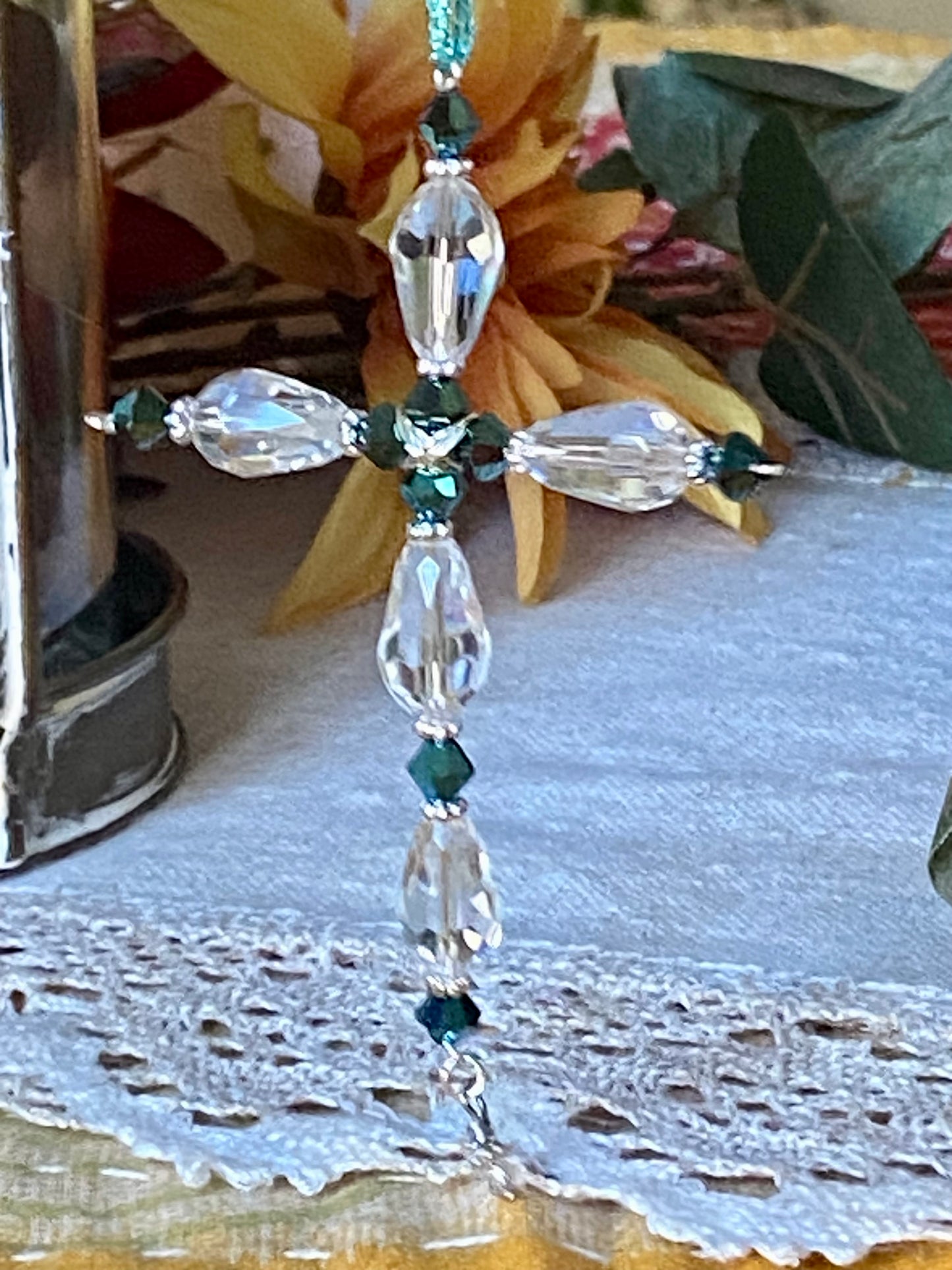 Glass Beaded Crosses on Delicate Wire