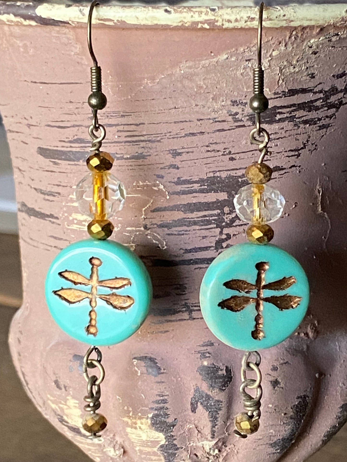 Bronze Dragonfly Earrings