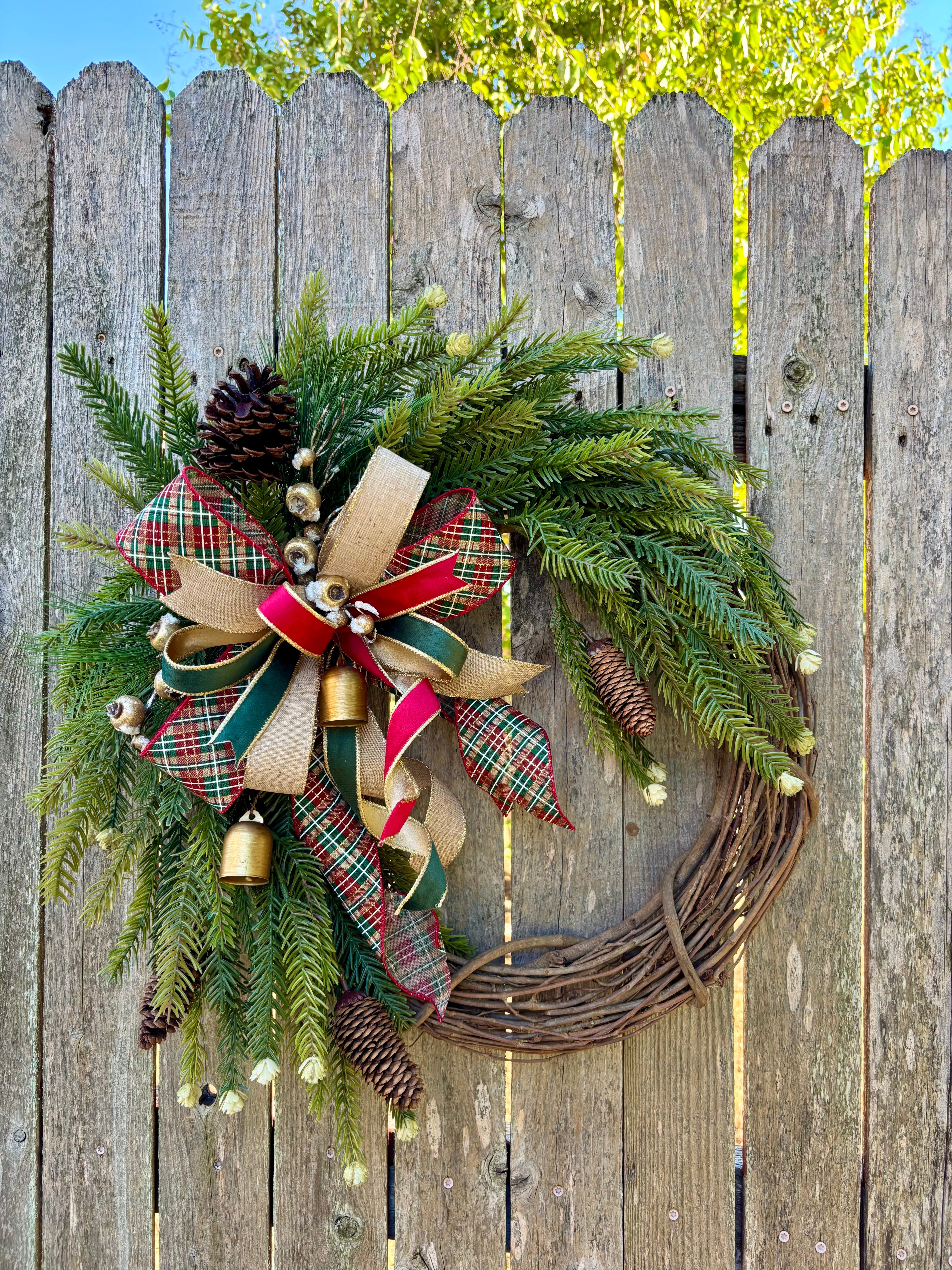 Pretty Plaid and Pine Wreath