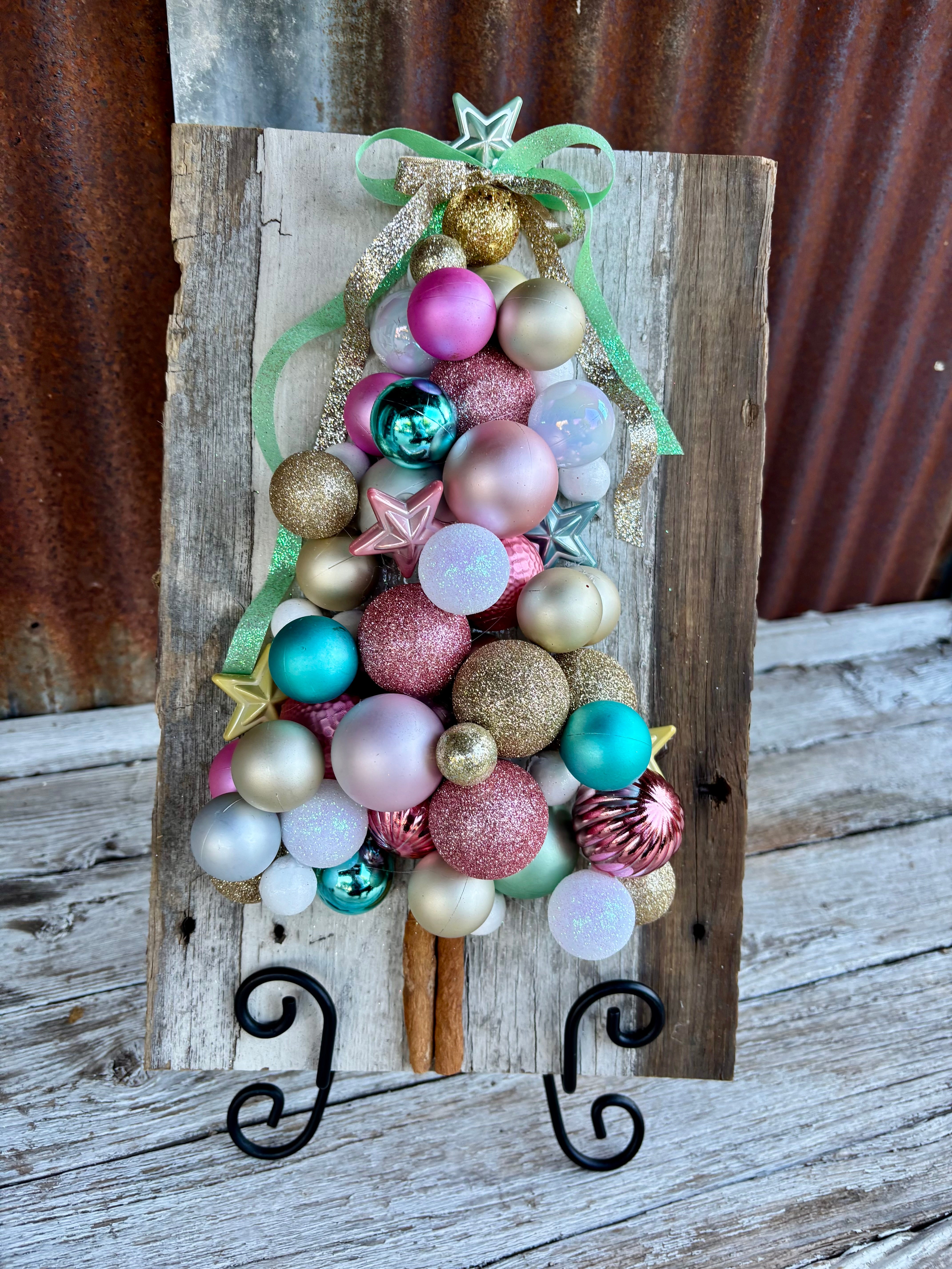 Magical Christmas Tree on Aged Wood