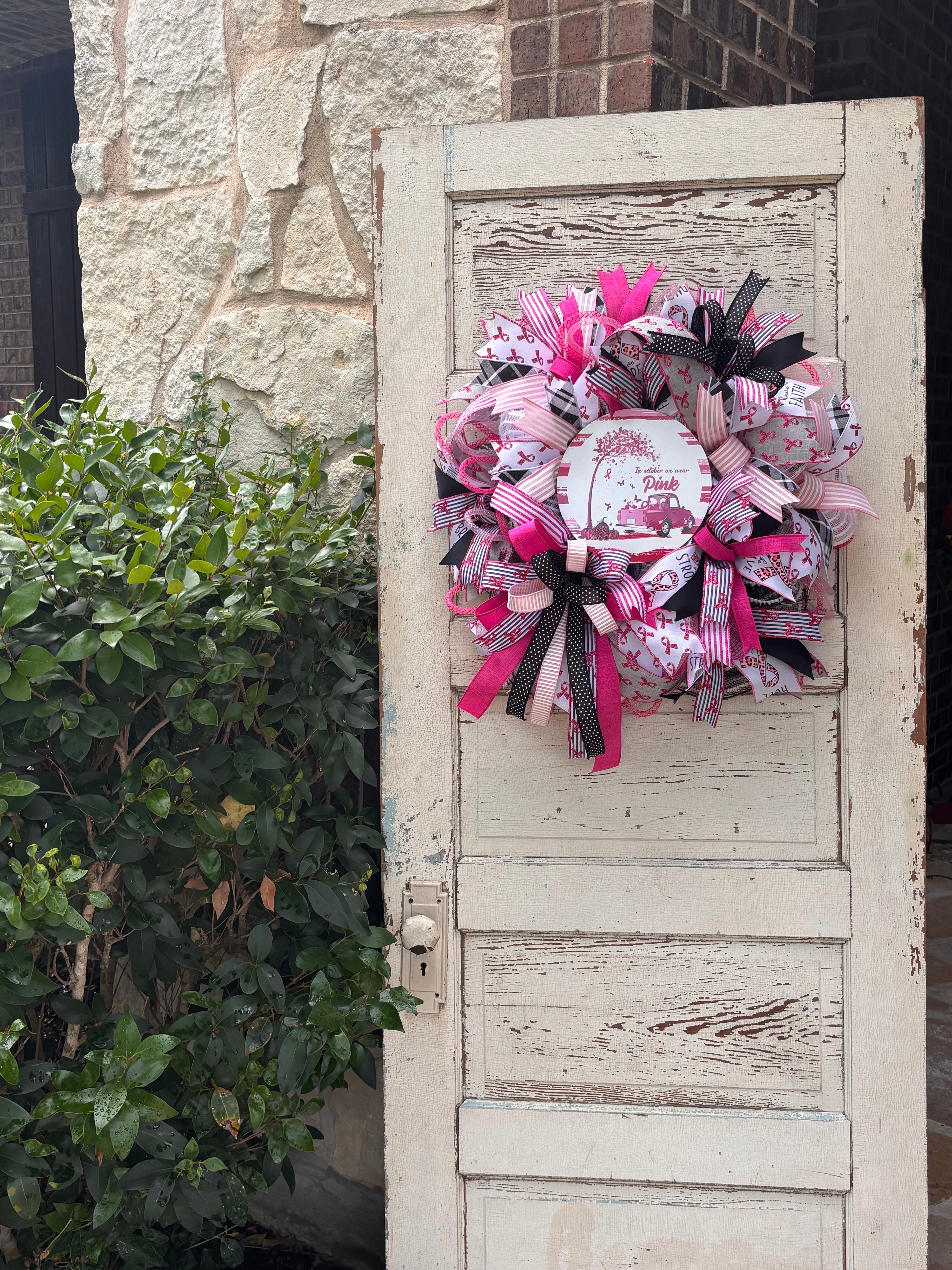 In October We Wear Pink Wreath