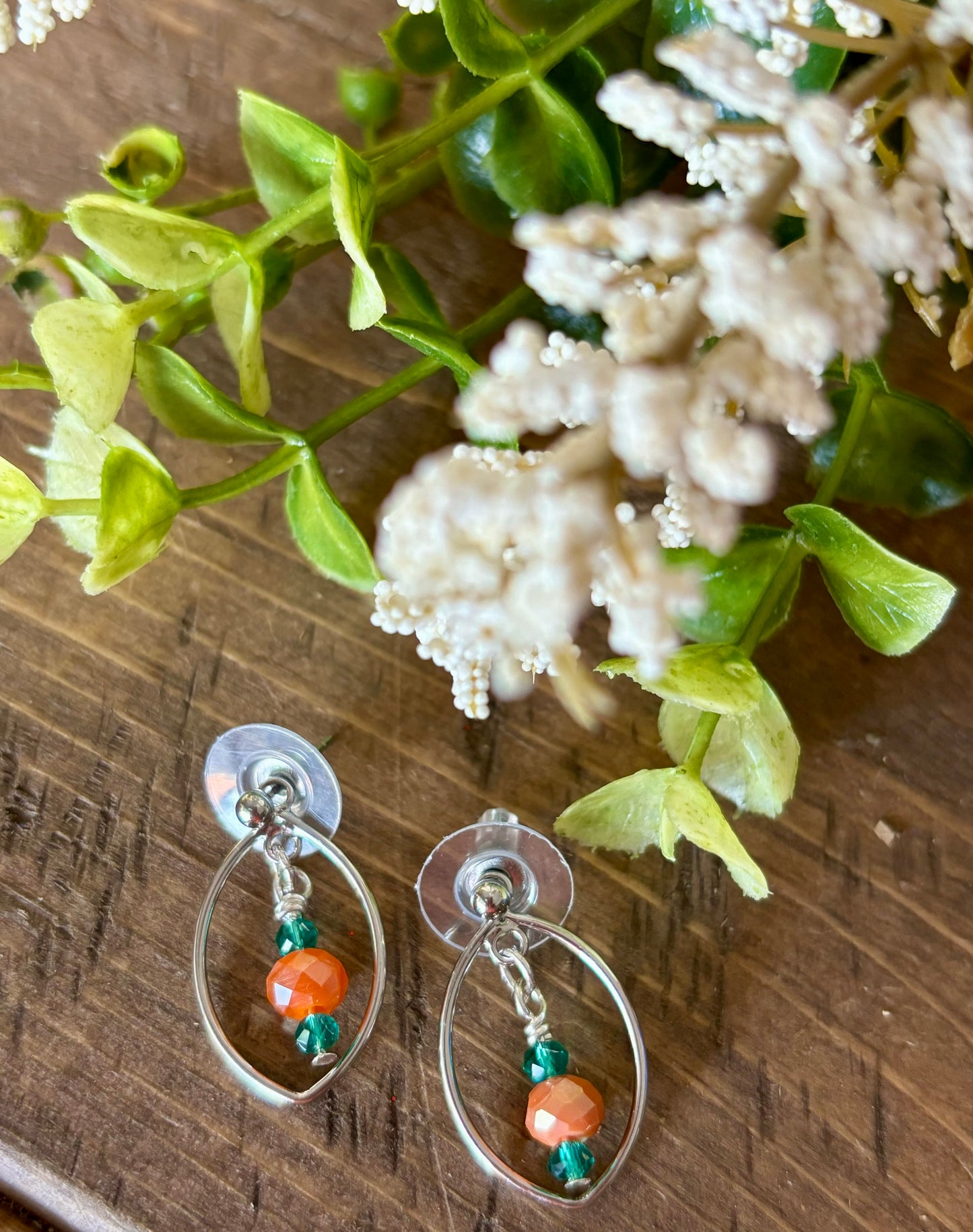 Delicate Glass Bead and Silver Earrings