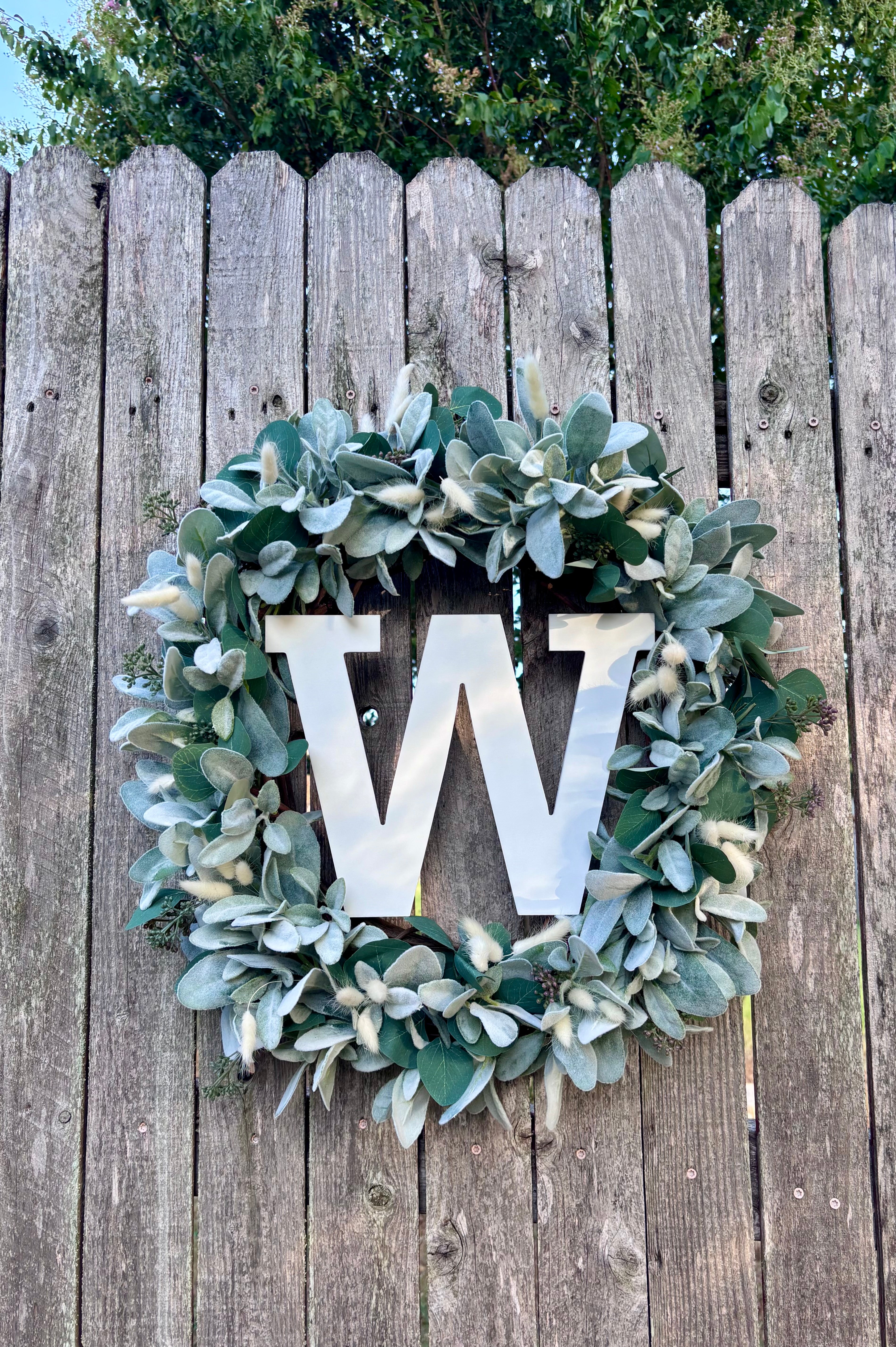 Made to Order Everyday Lambs Ear Monogram Wreath