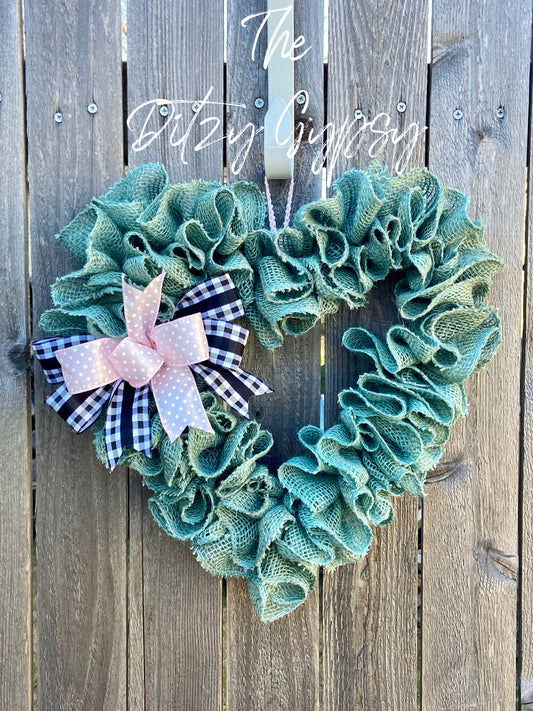 Burlap Heart Wreath