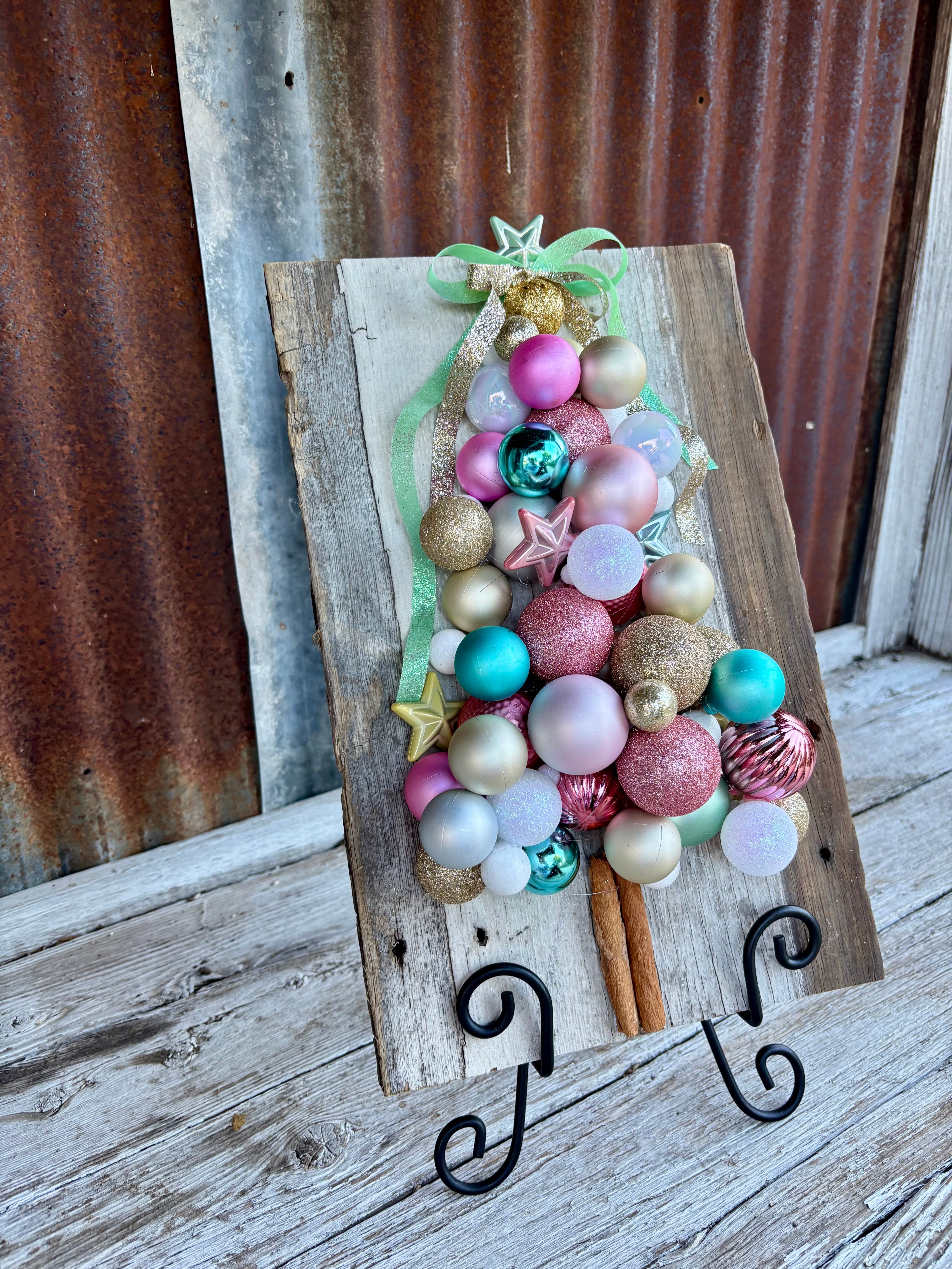 Magical Christmas Tree on Aged Wood