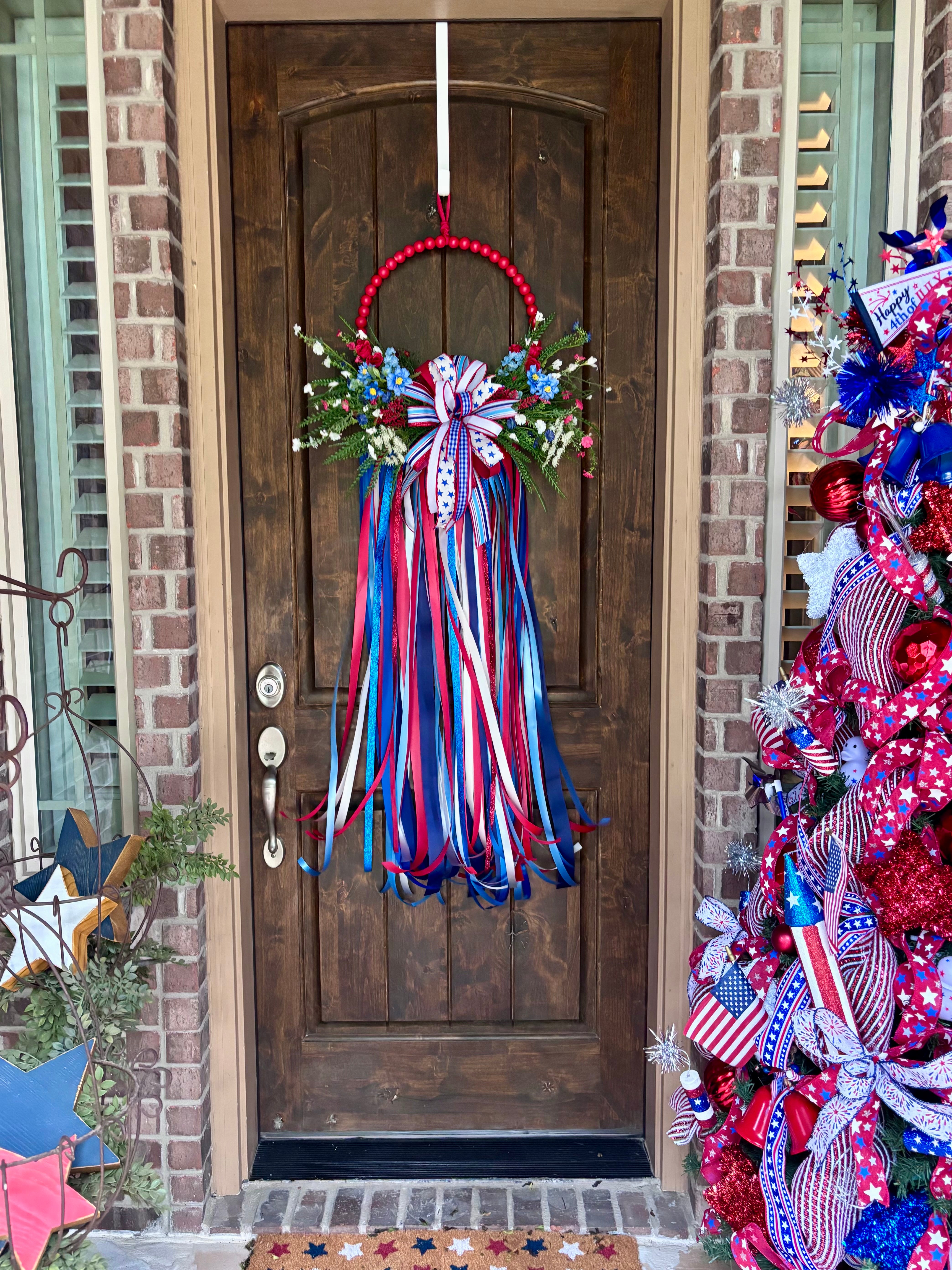 American Beauty Wood Beaded Wreath
