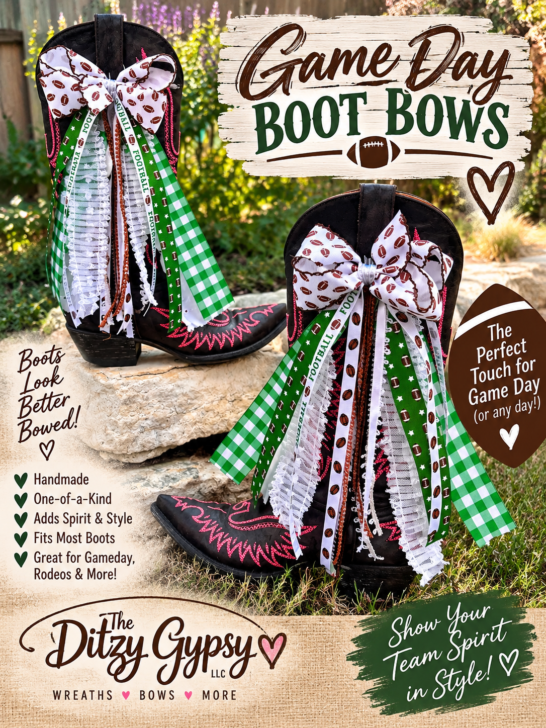 Already Made Game Day Boot Bows