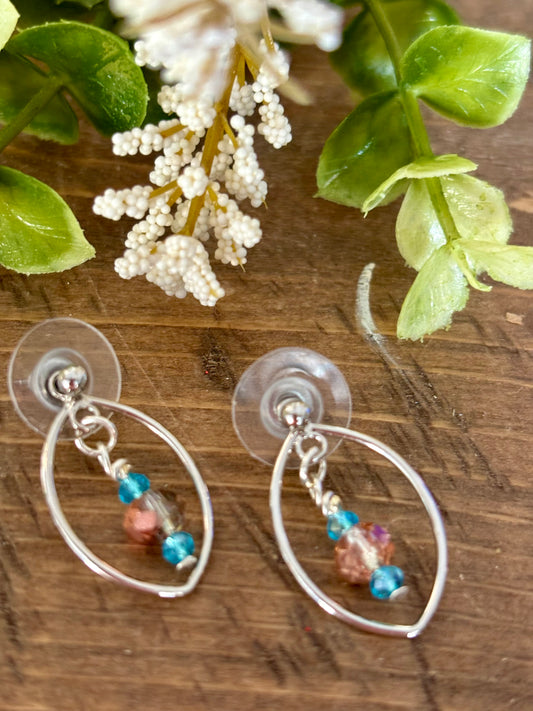 Delicate Glass Bead and Silver Earrings