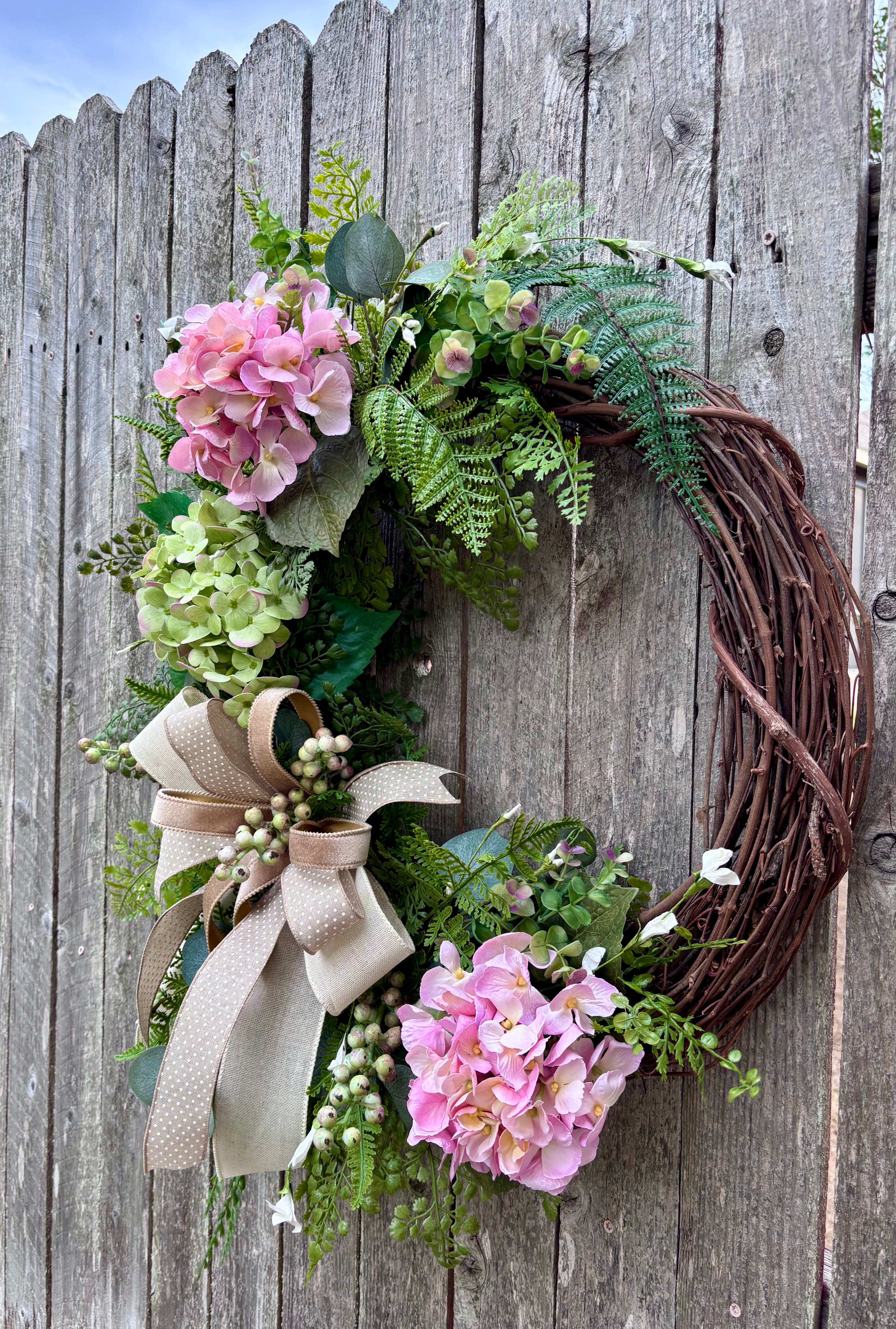 Made to Order Pink and Green Hydrangea Wreath