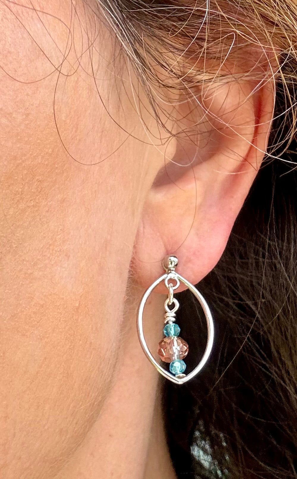 Delicate Glass Bead and Silver Earrings