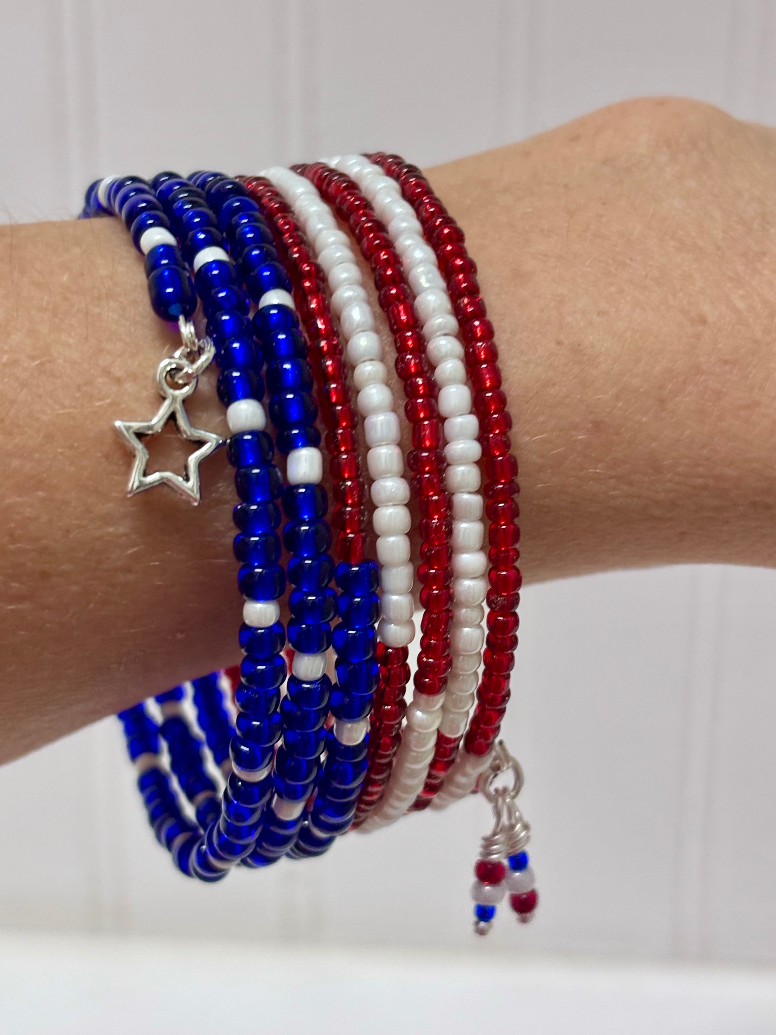 Made to Order Patriotic Memory Wire Bracelet