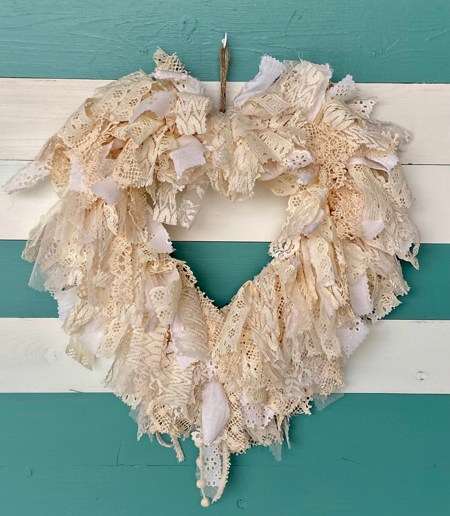 Heart Lace Rag Wreath