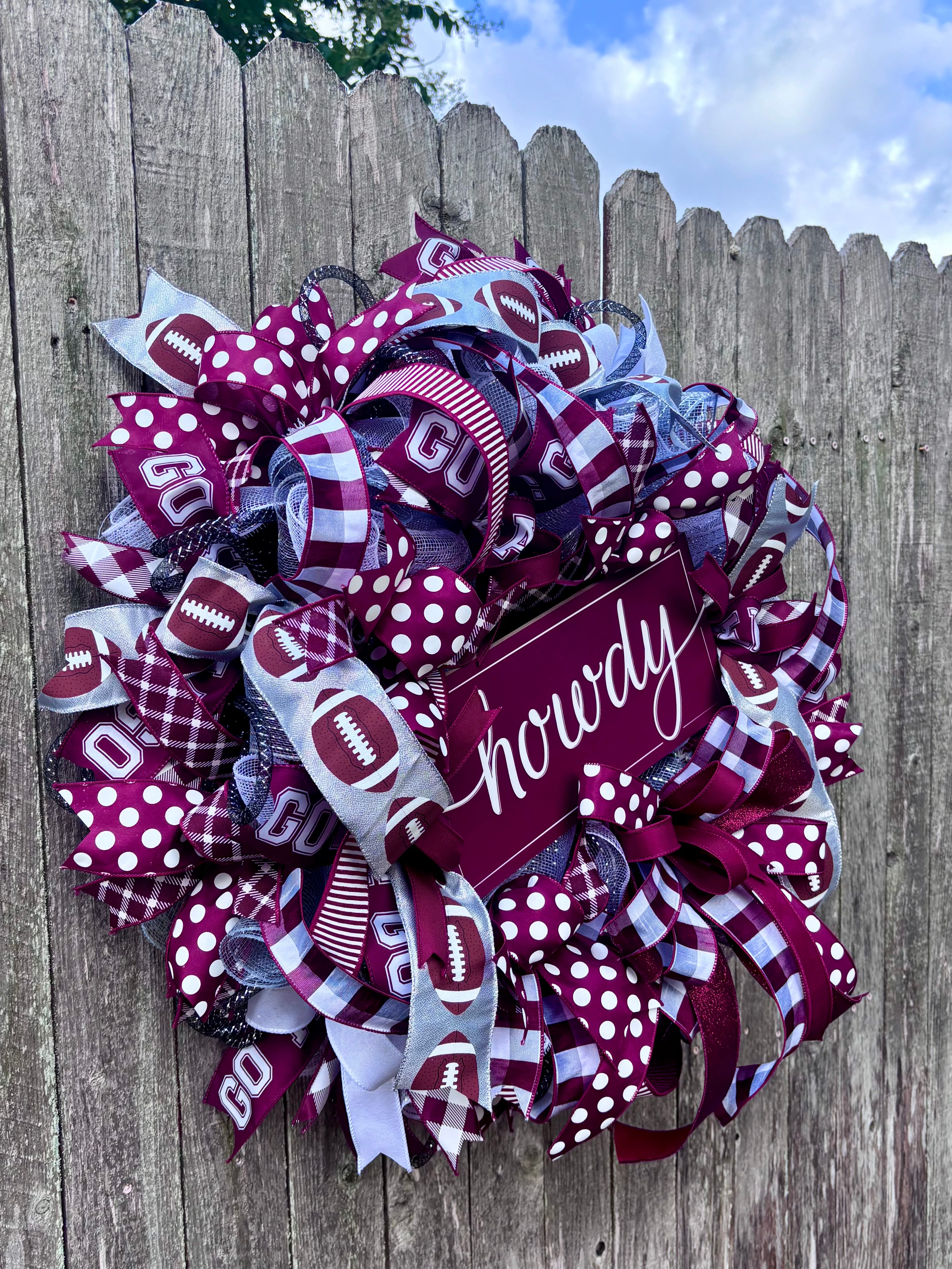Made to Order Maroon and White Full and Fabulous Wreath