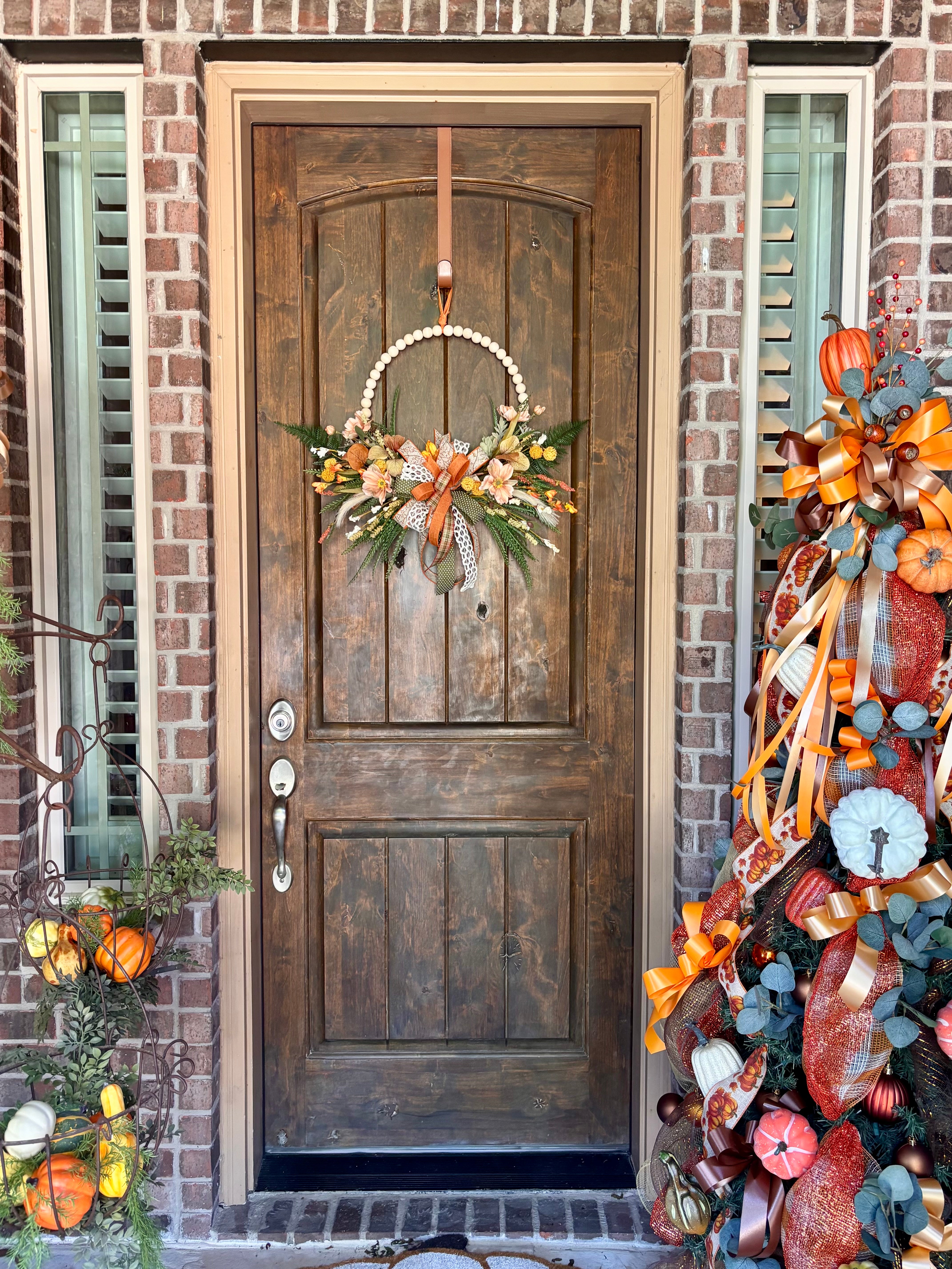 Harvest Charm Wood Beaded Wreath