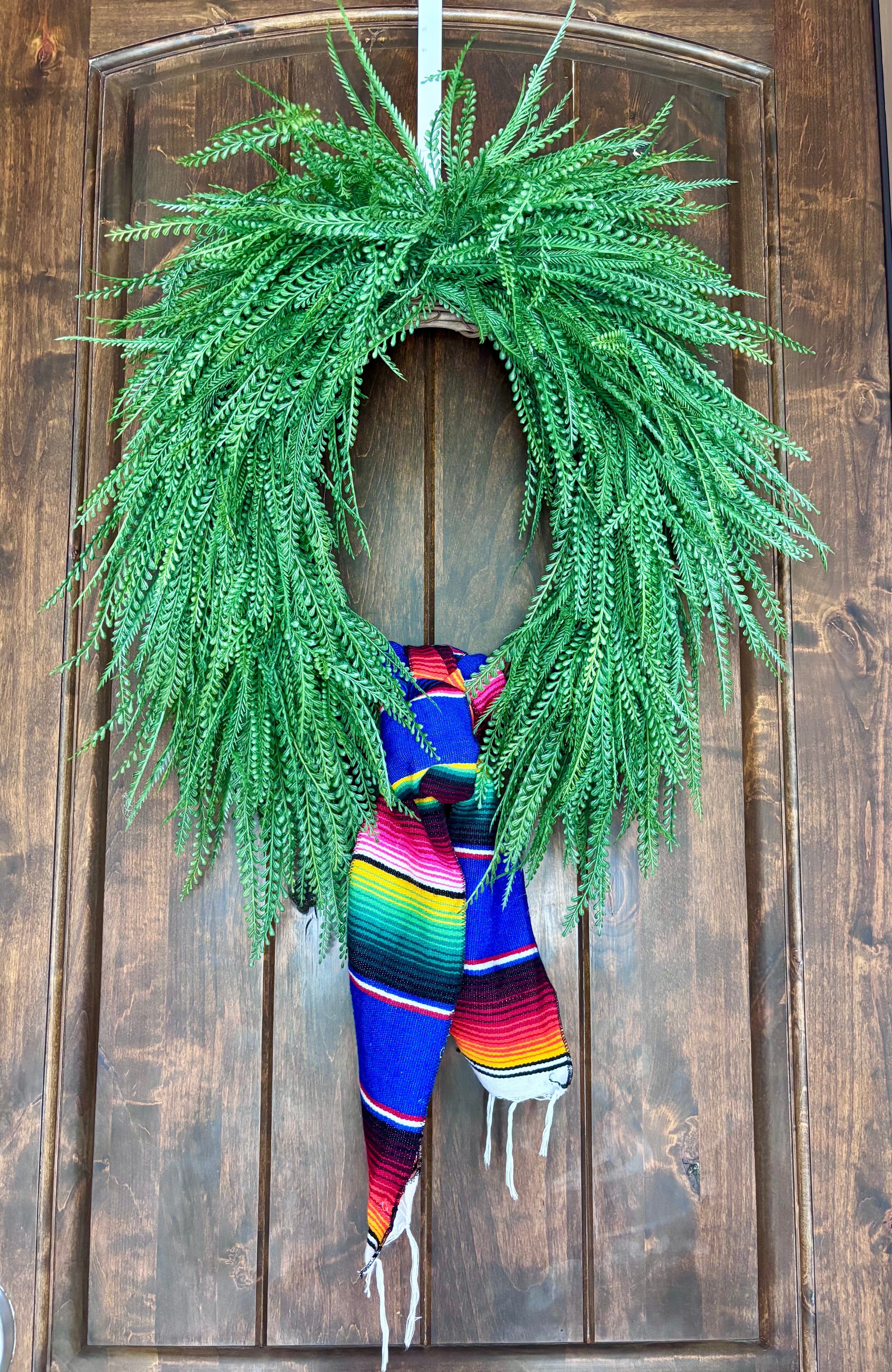 Made to Order Beaded Fern Wreath with Removable Bow