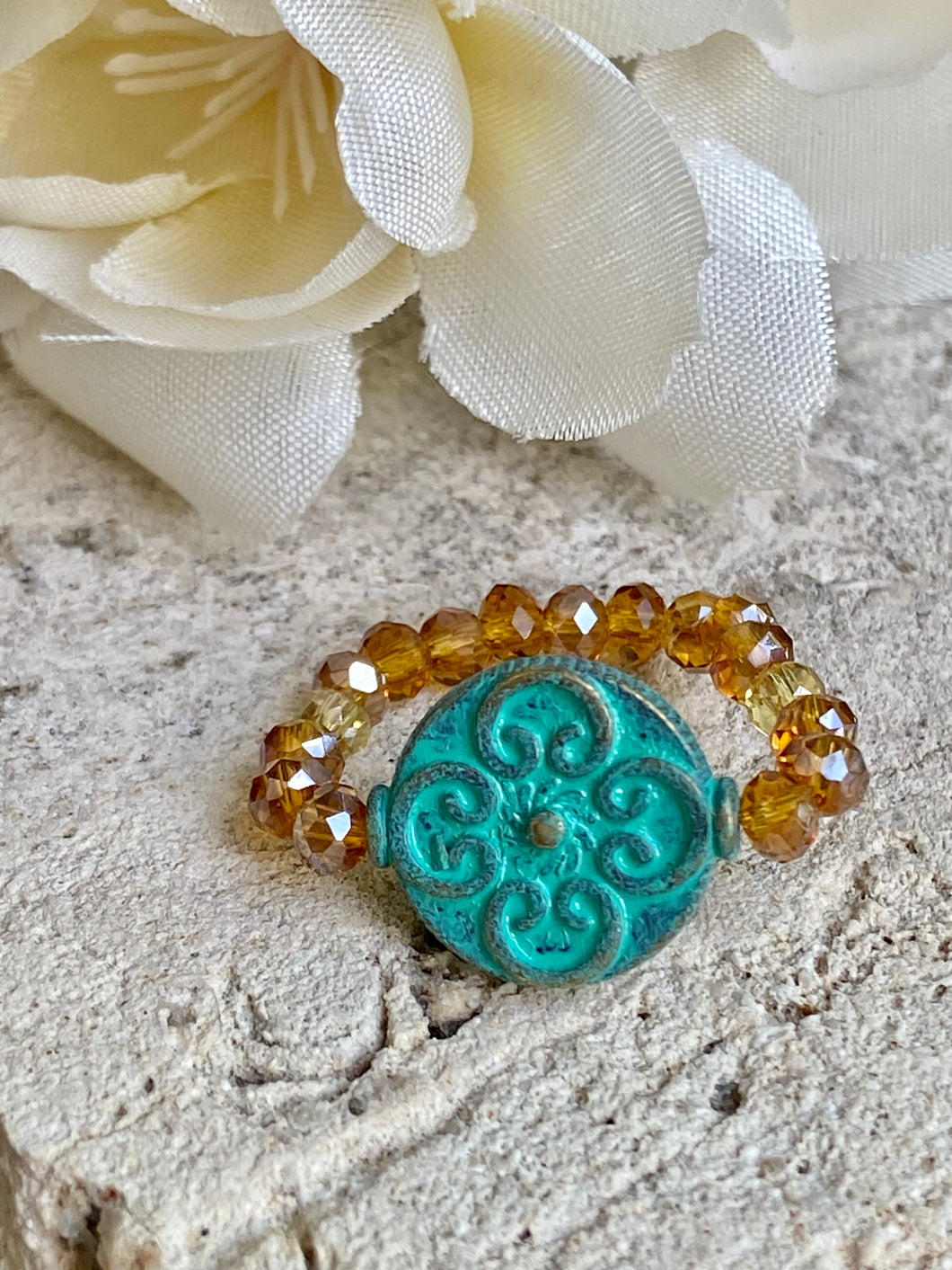 Turquoise Scroll Stretch Ring