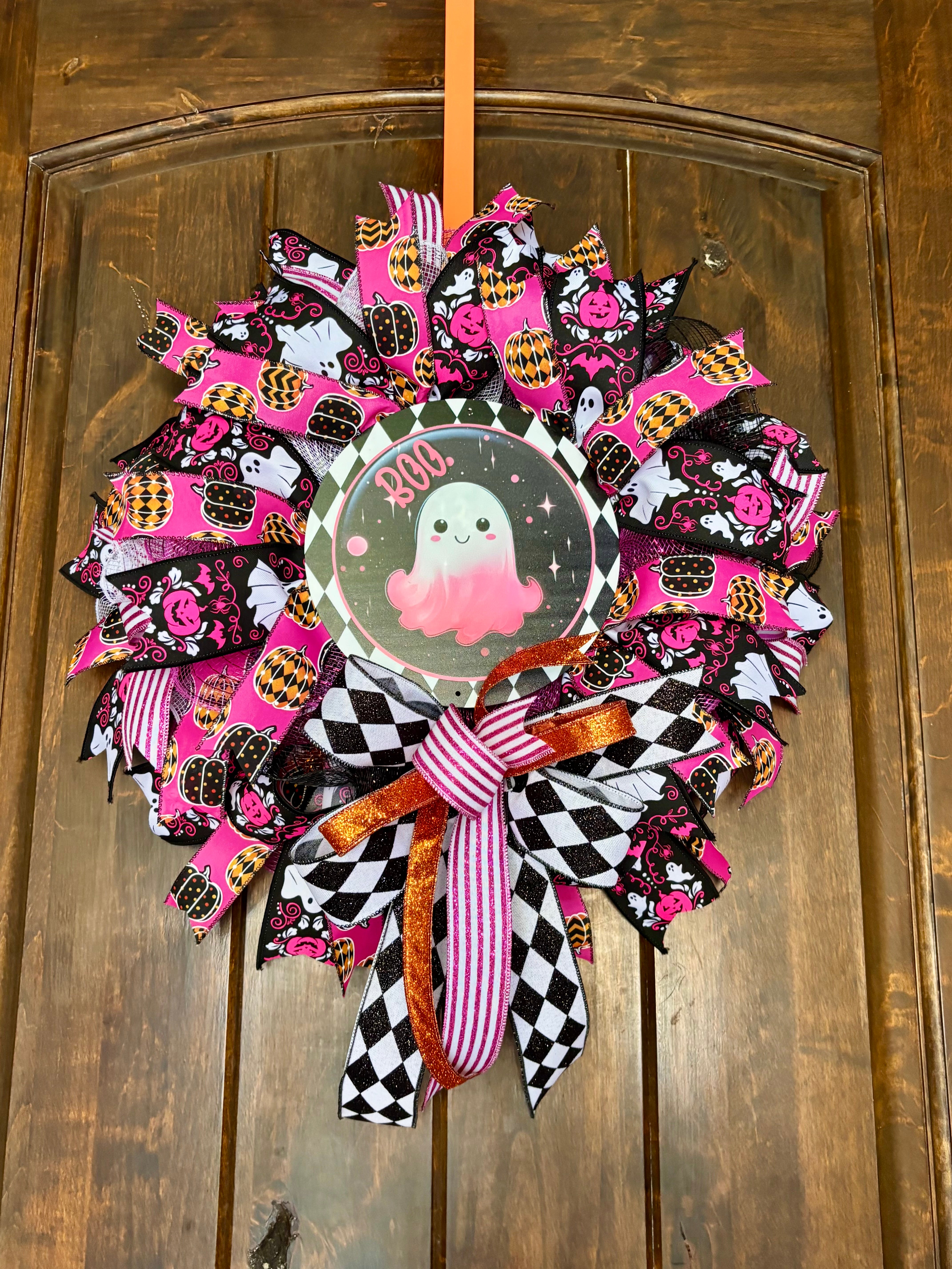 Pretty in Pink Boo Wreath