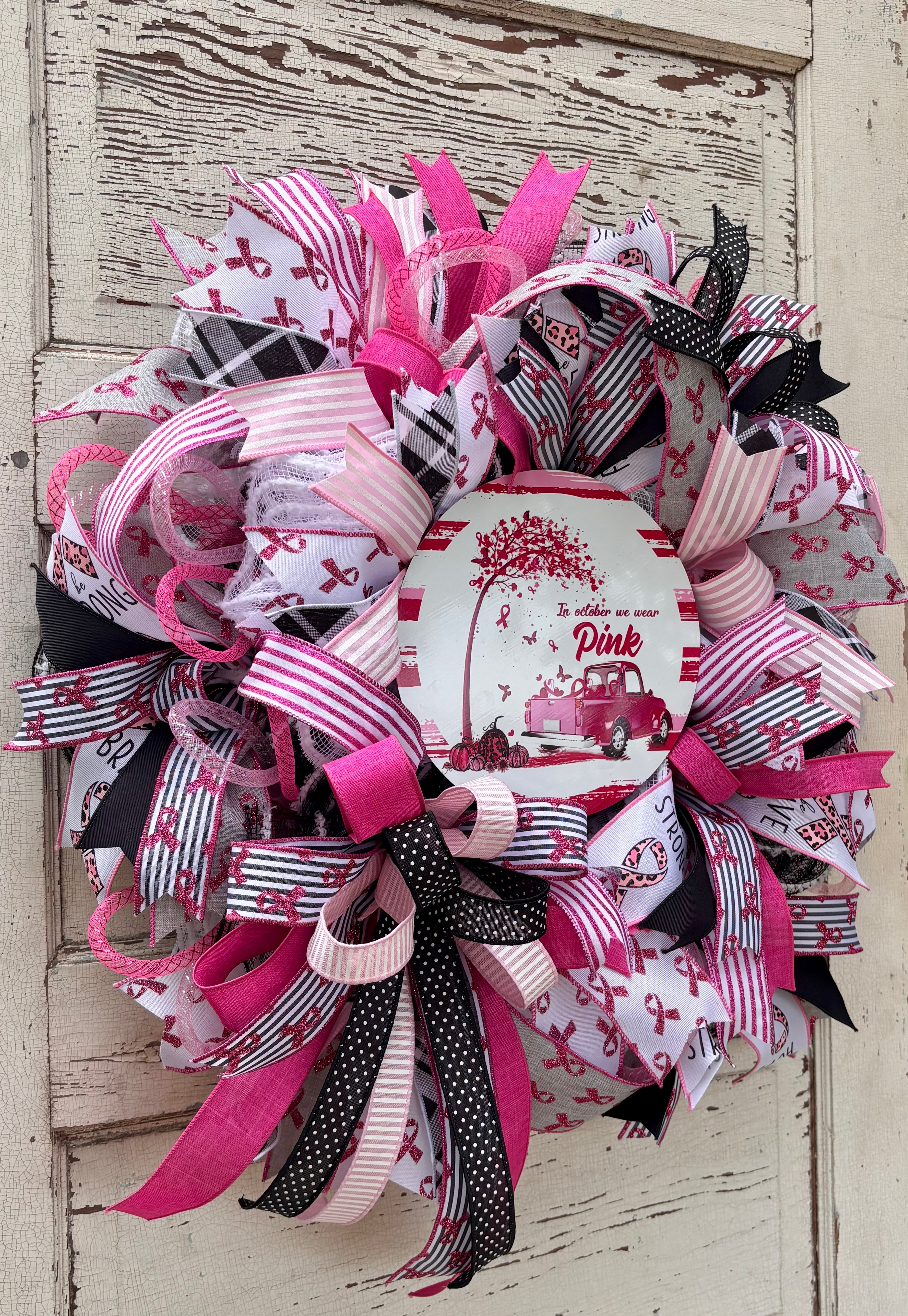 In October We Wear Pink Wreath