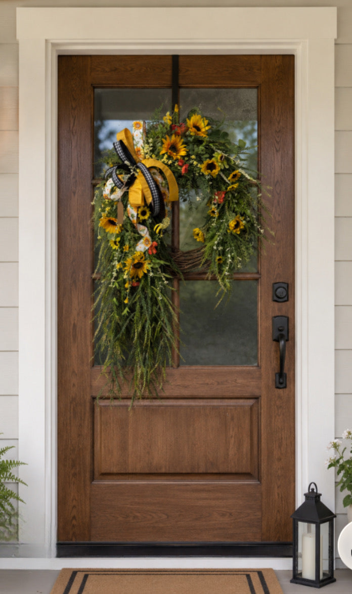 Cascading Sunflower Wreath