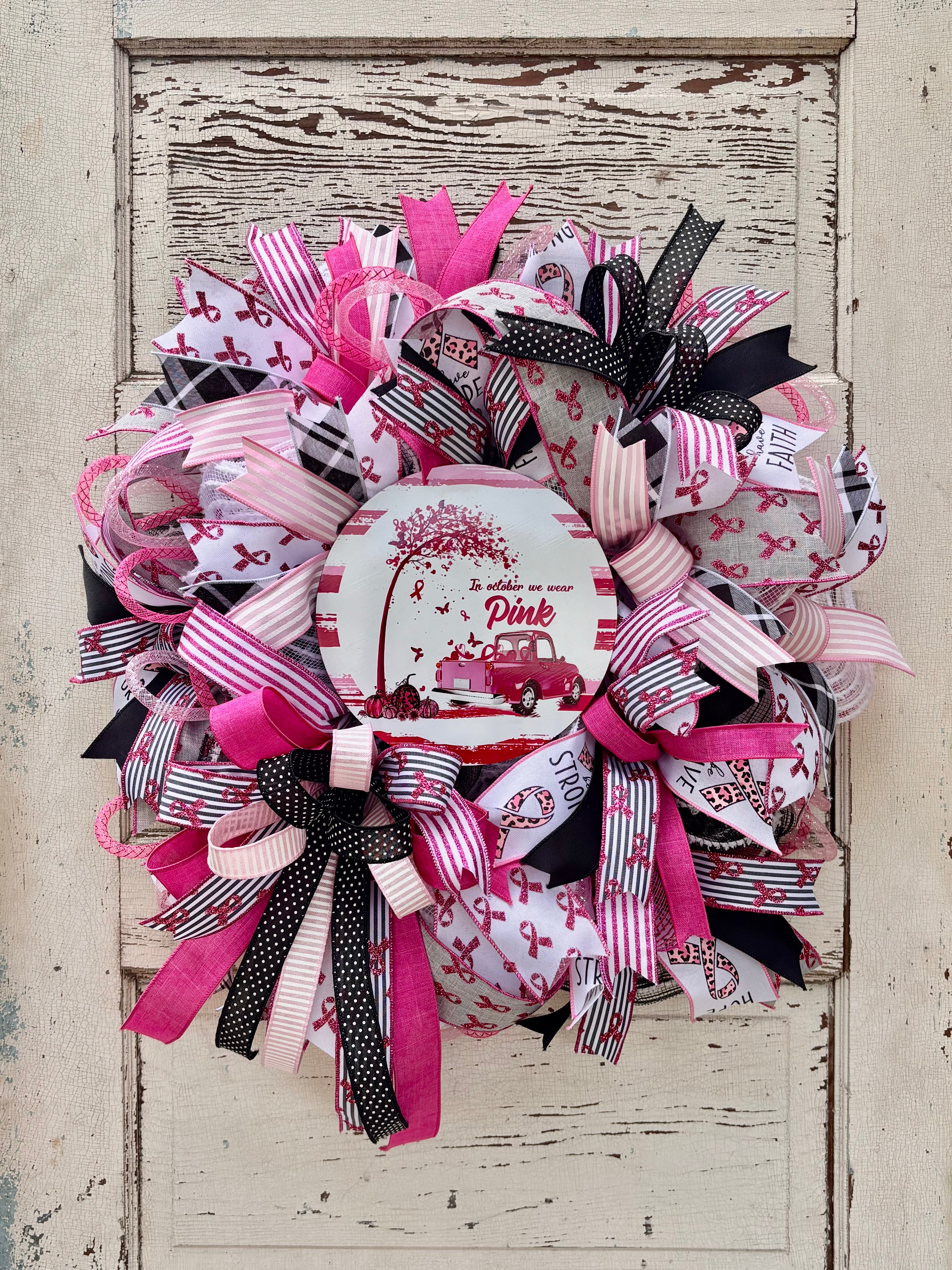 In October We Wear Pink Wreath