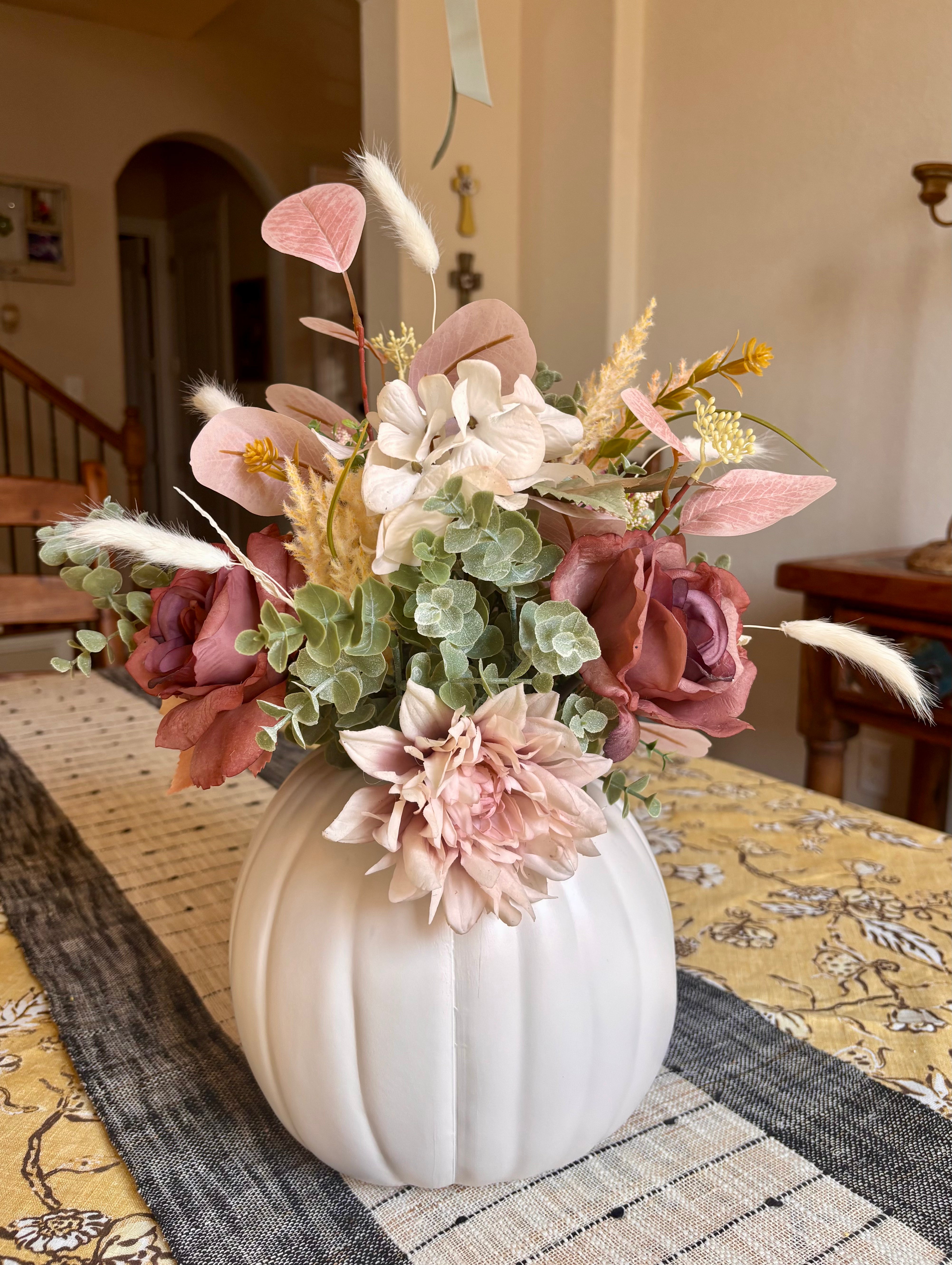 Soft Blush and Ivory Fall Centerpiece