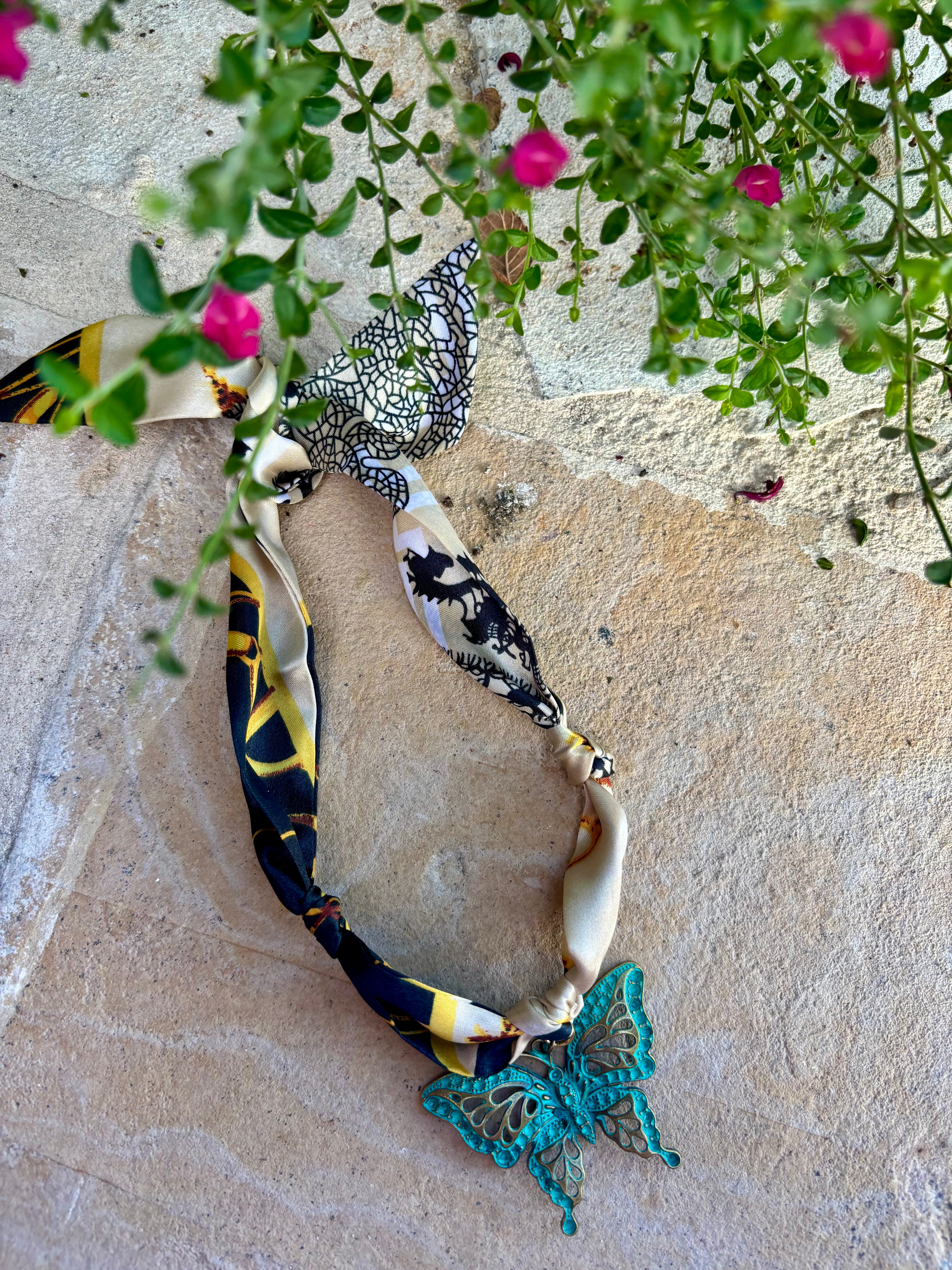 Antique Butterfly Scarf Necklace