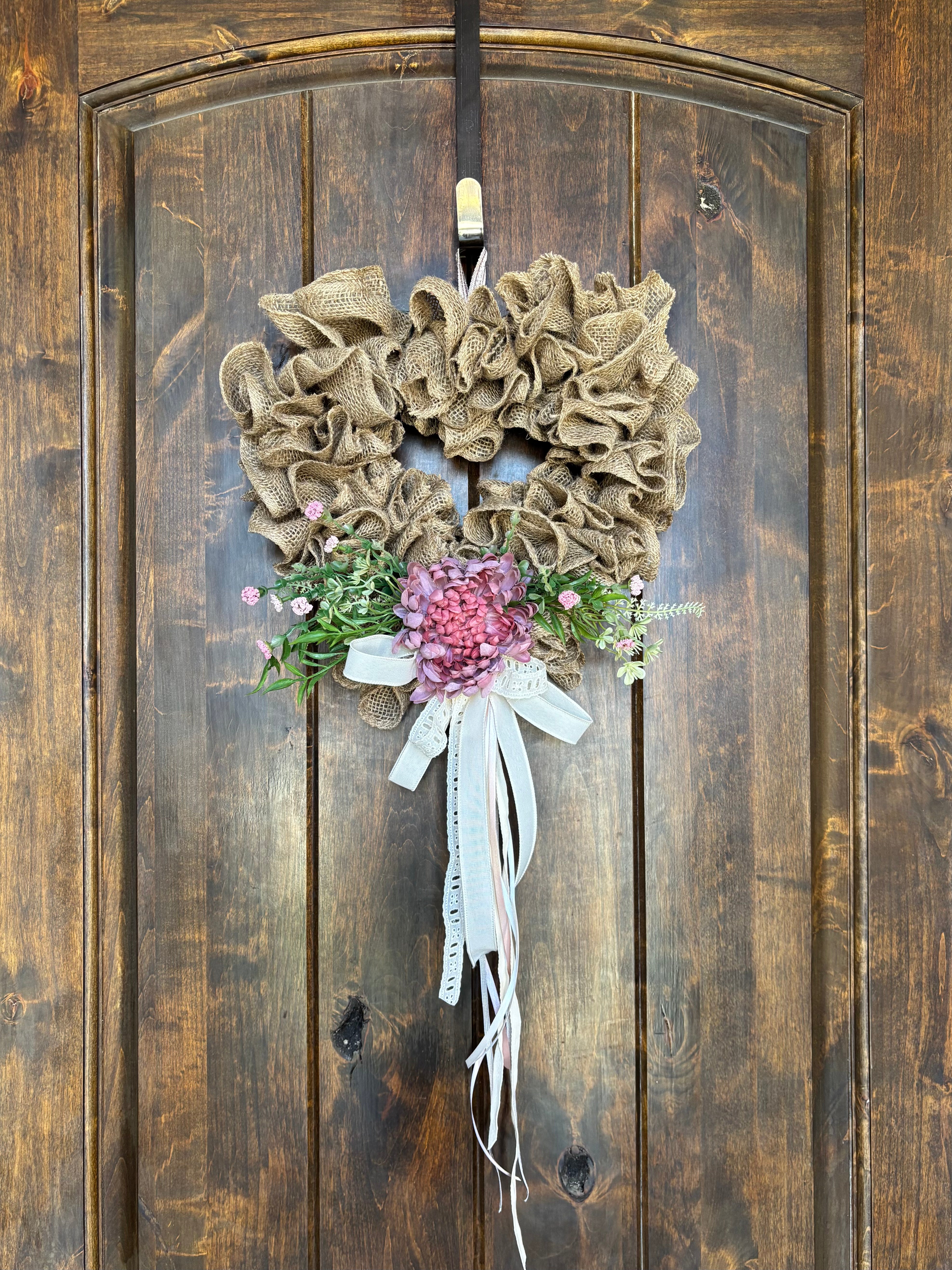 Natural Burlap Heart Wreath