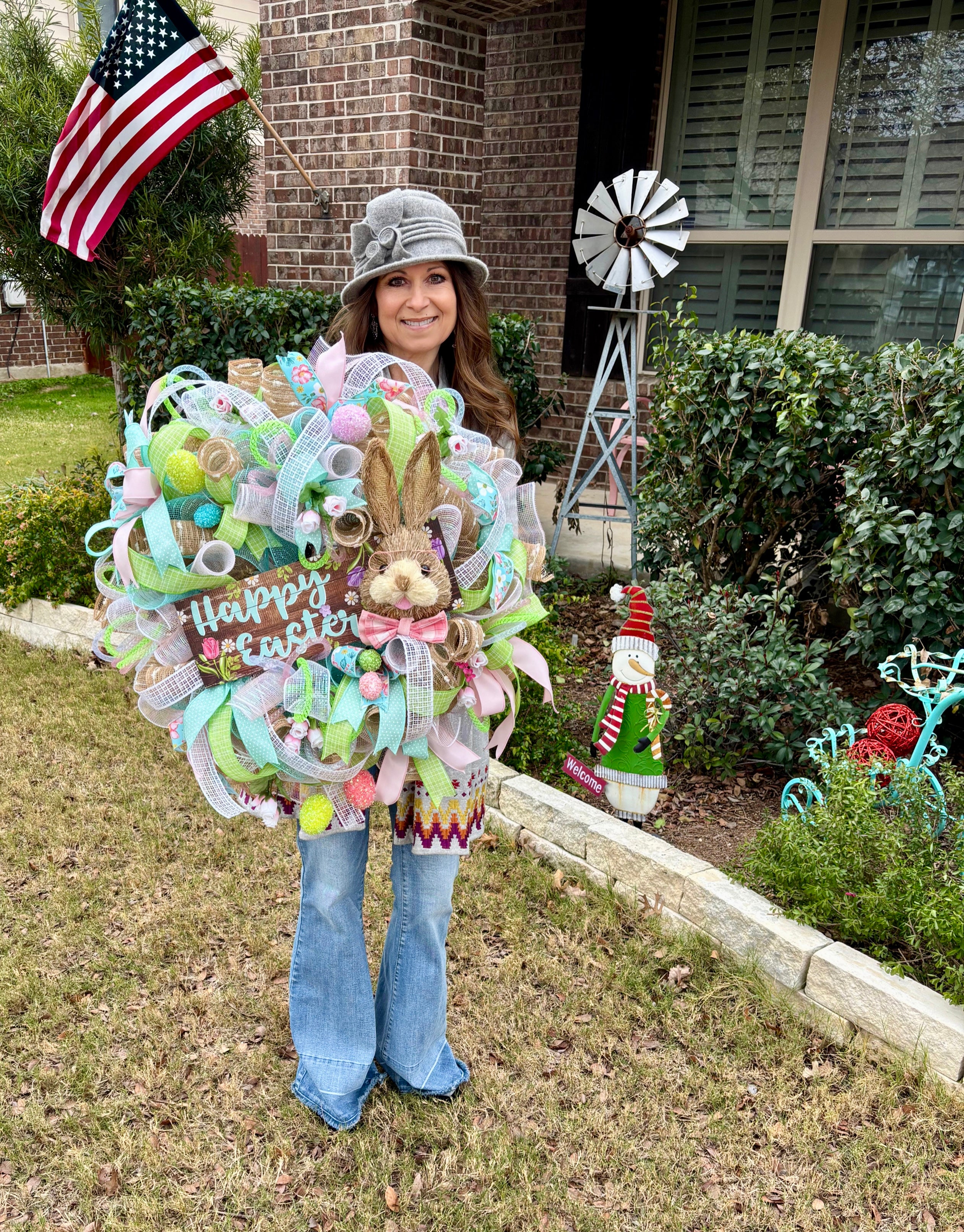 Happy Easter Sisal Bunny Wreath