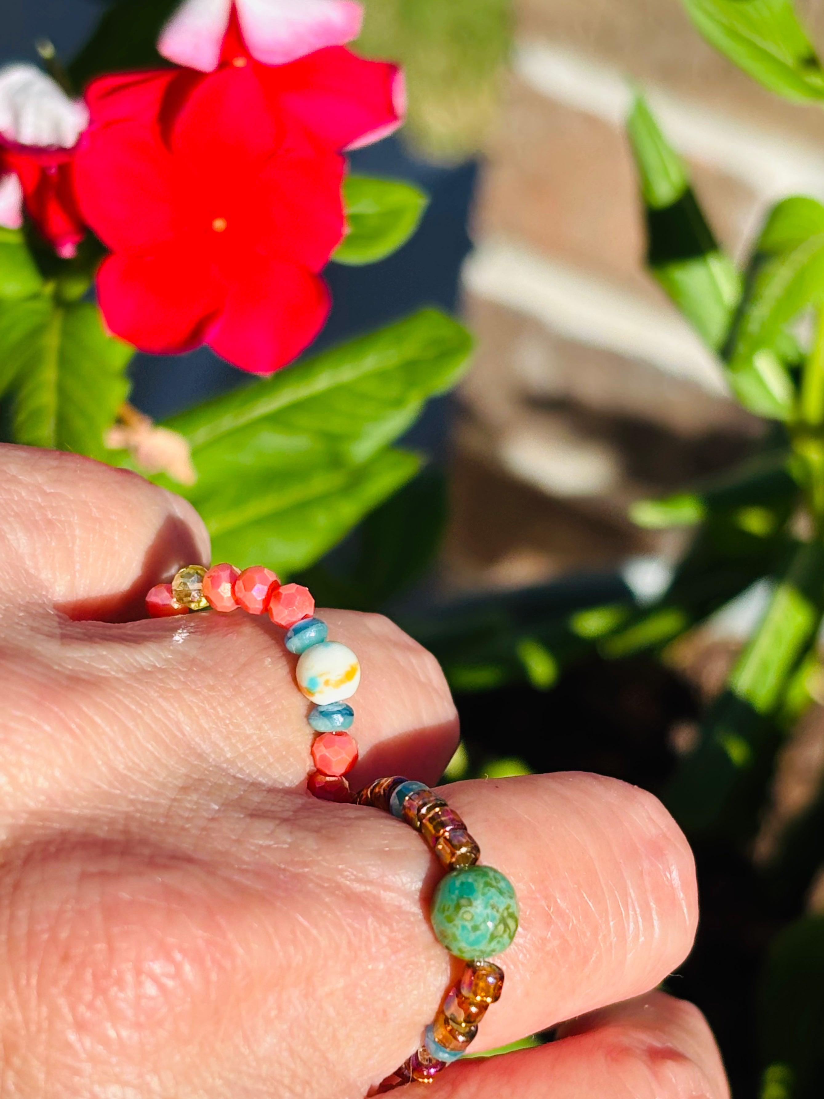 Bronze with Jade Stretch Ring