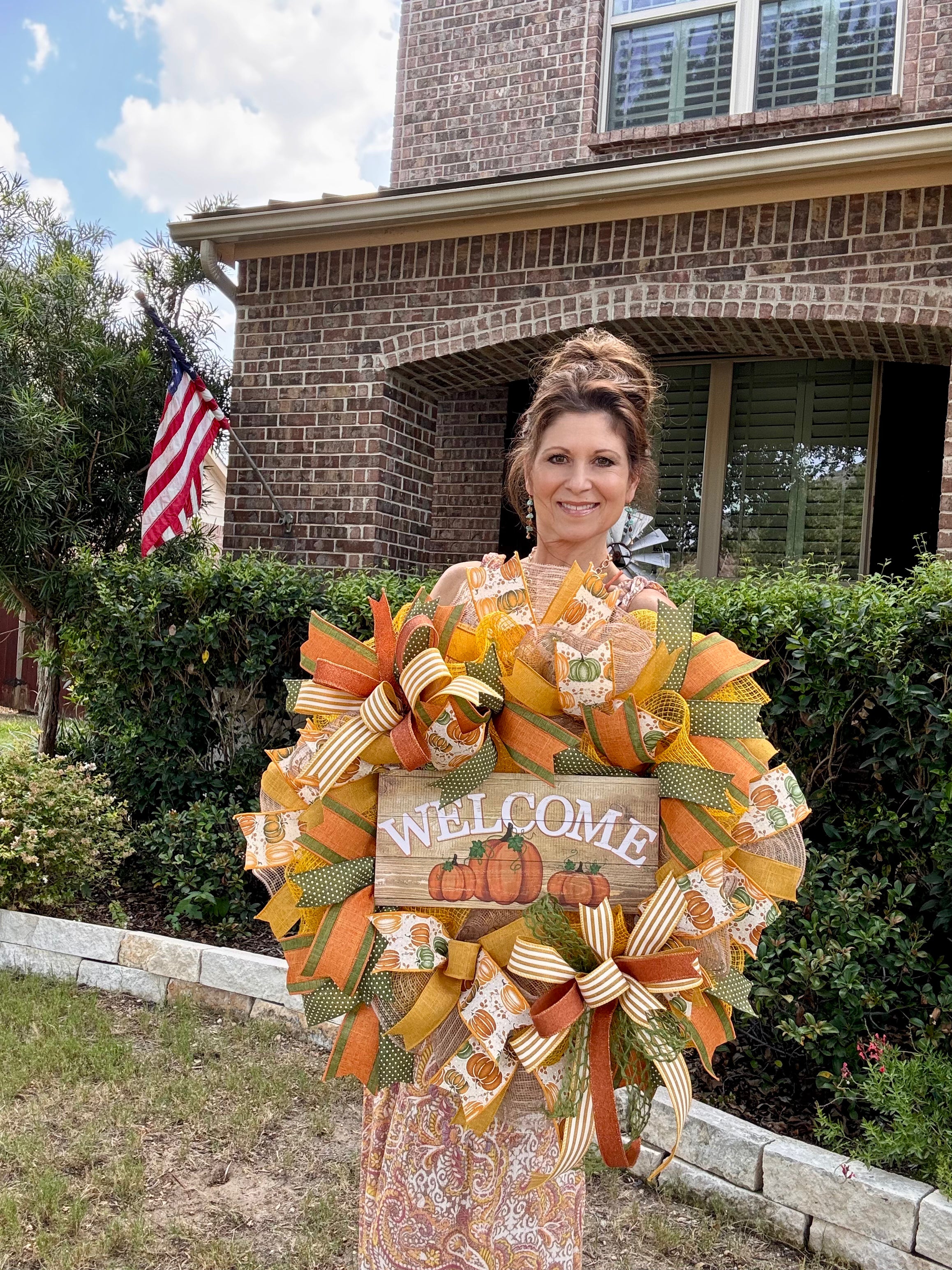 Welcome Pretty Pumpkin Wreath